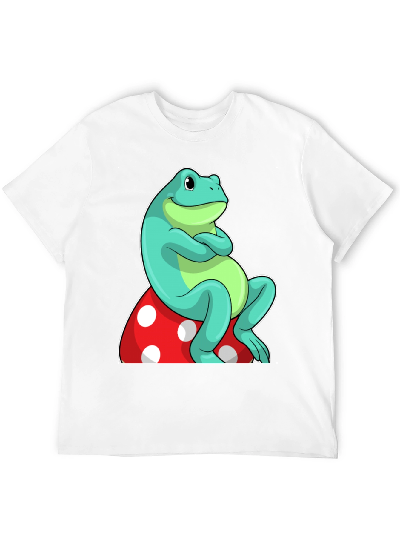 Frog on Mushroom Graphic Tee - Unique Cartoon Design