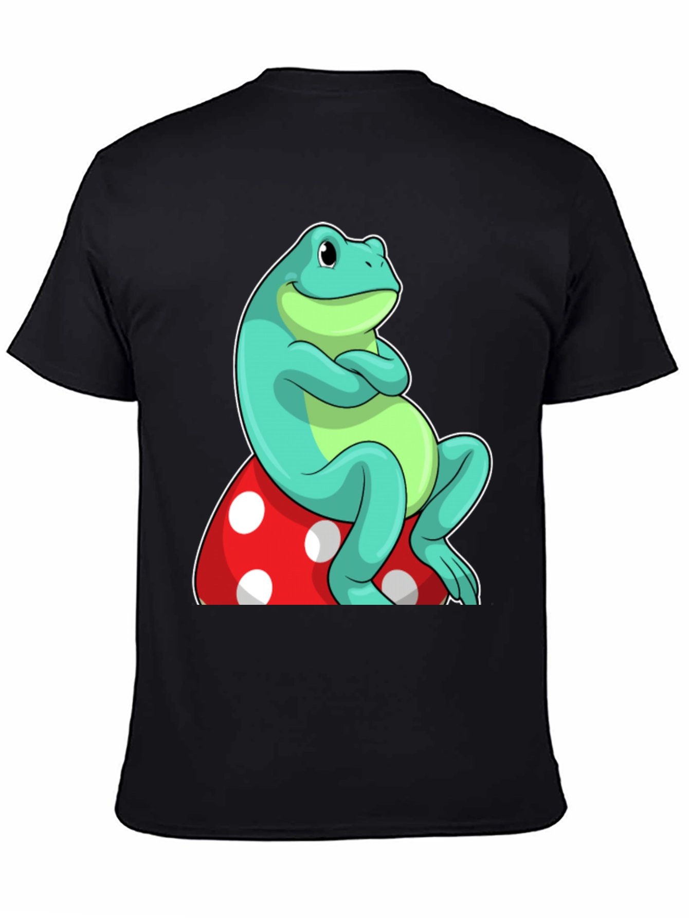 Frog on Mushroom Graphic Tee - Unique Cartoon Design