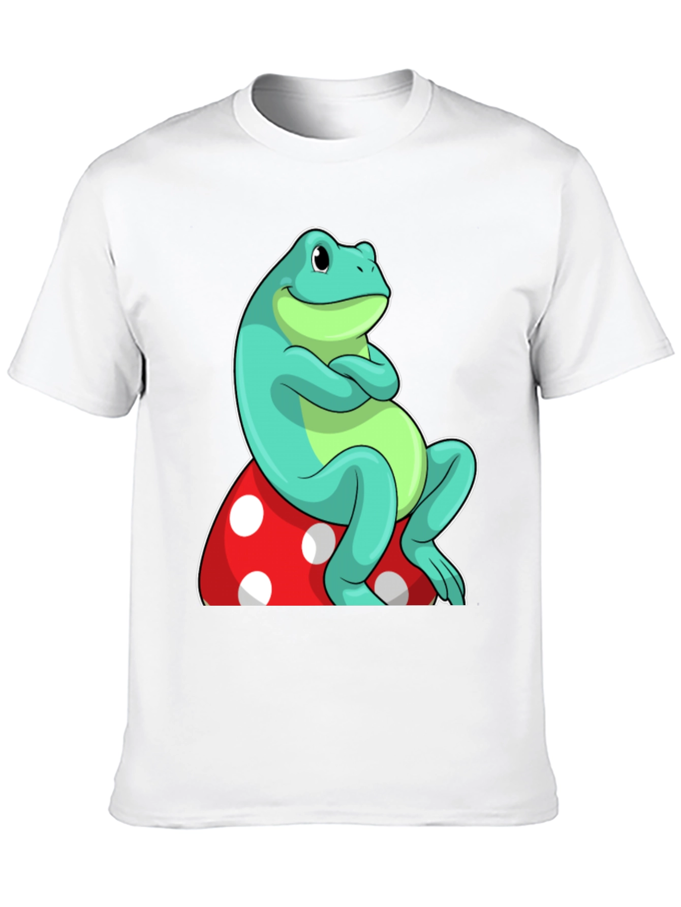 Frog on Mushroom Graphic Tee - Unique Cartoon Design