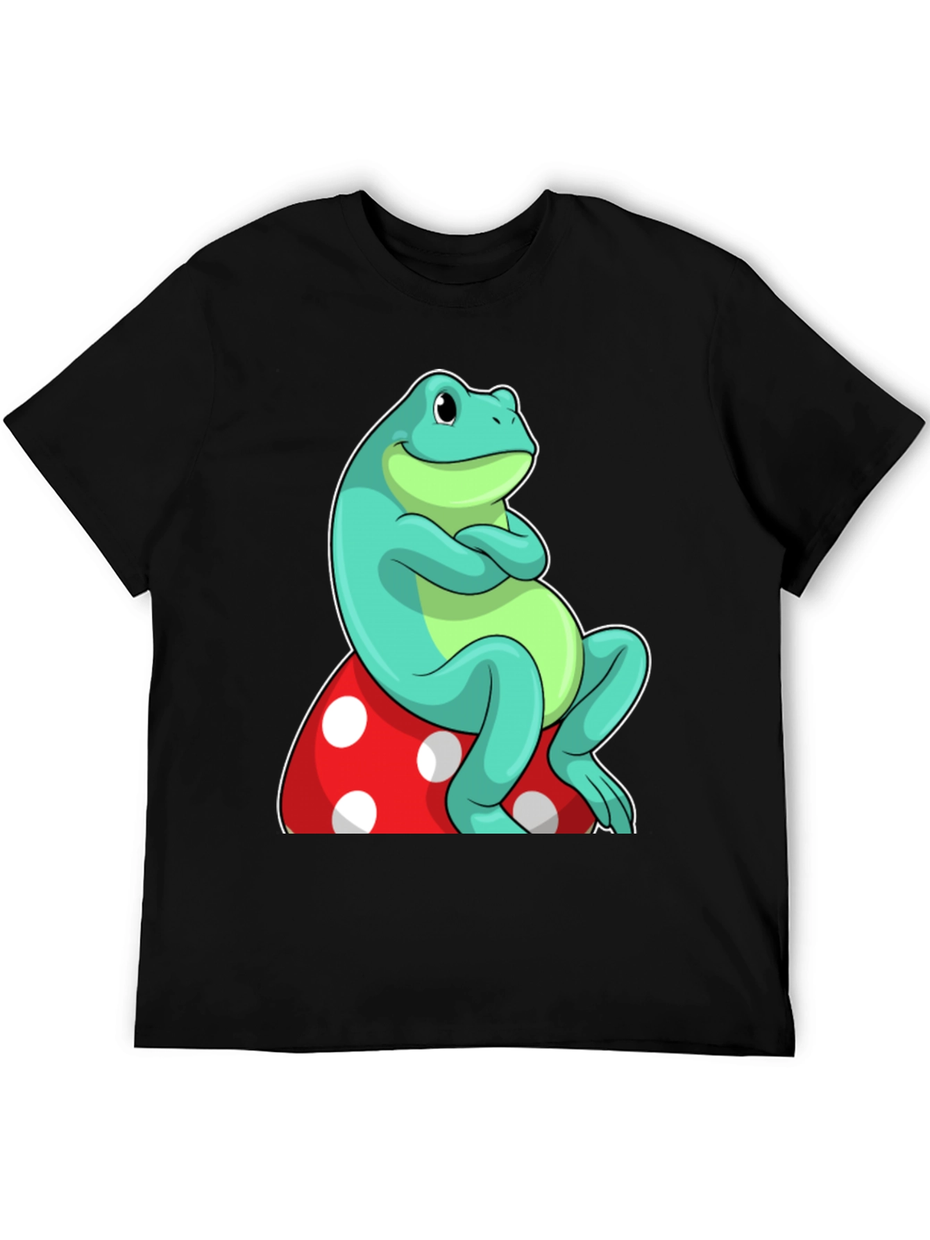 Frog on Mushroom Graphic Tee - Unique Cartoon Design