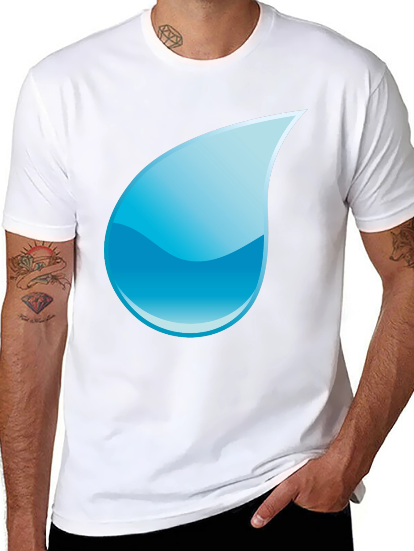 Black T-Shirt with Water Drop Design