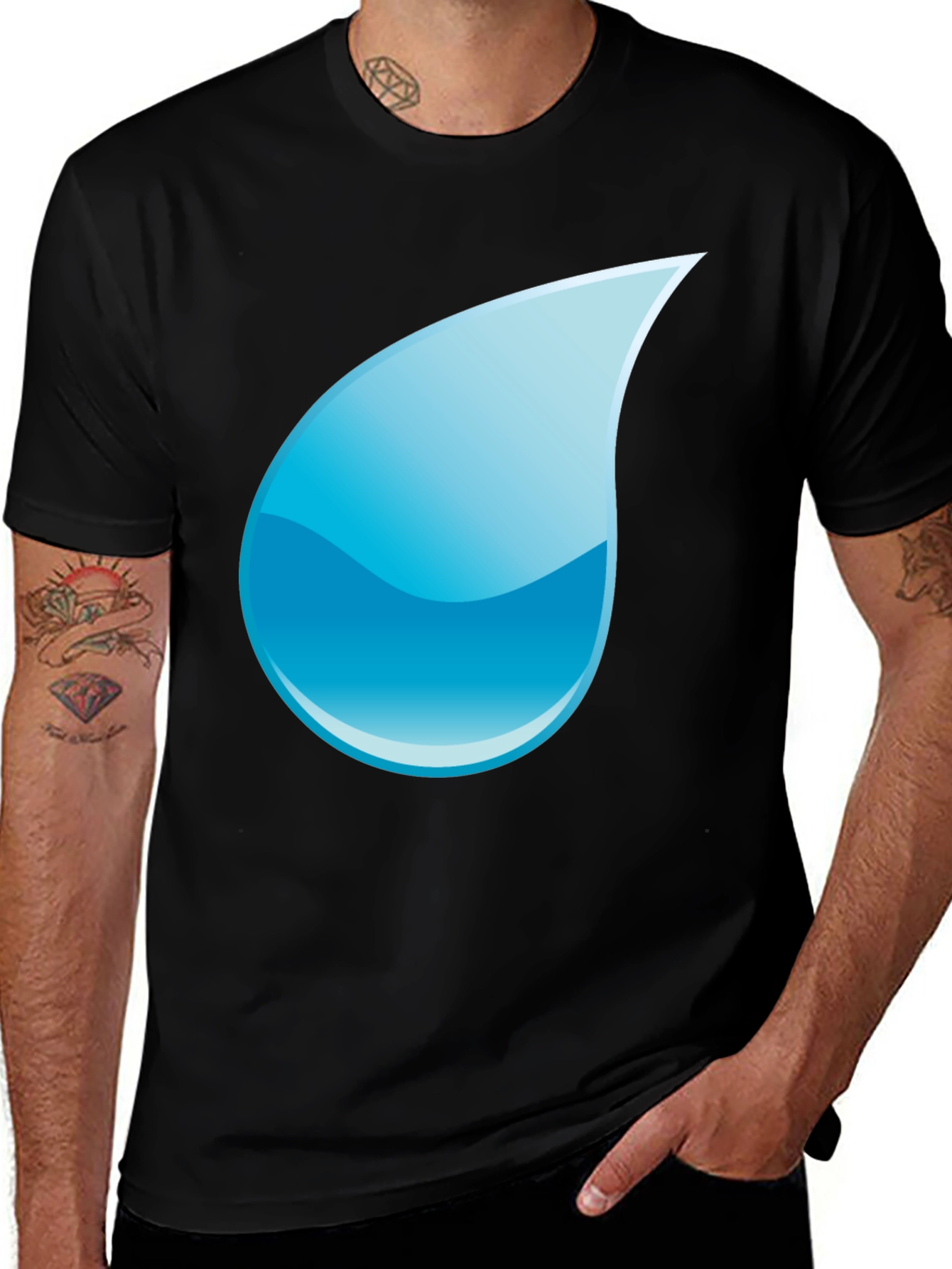 Black T-Shirt with Water Drop Design