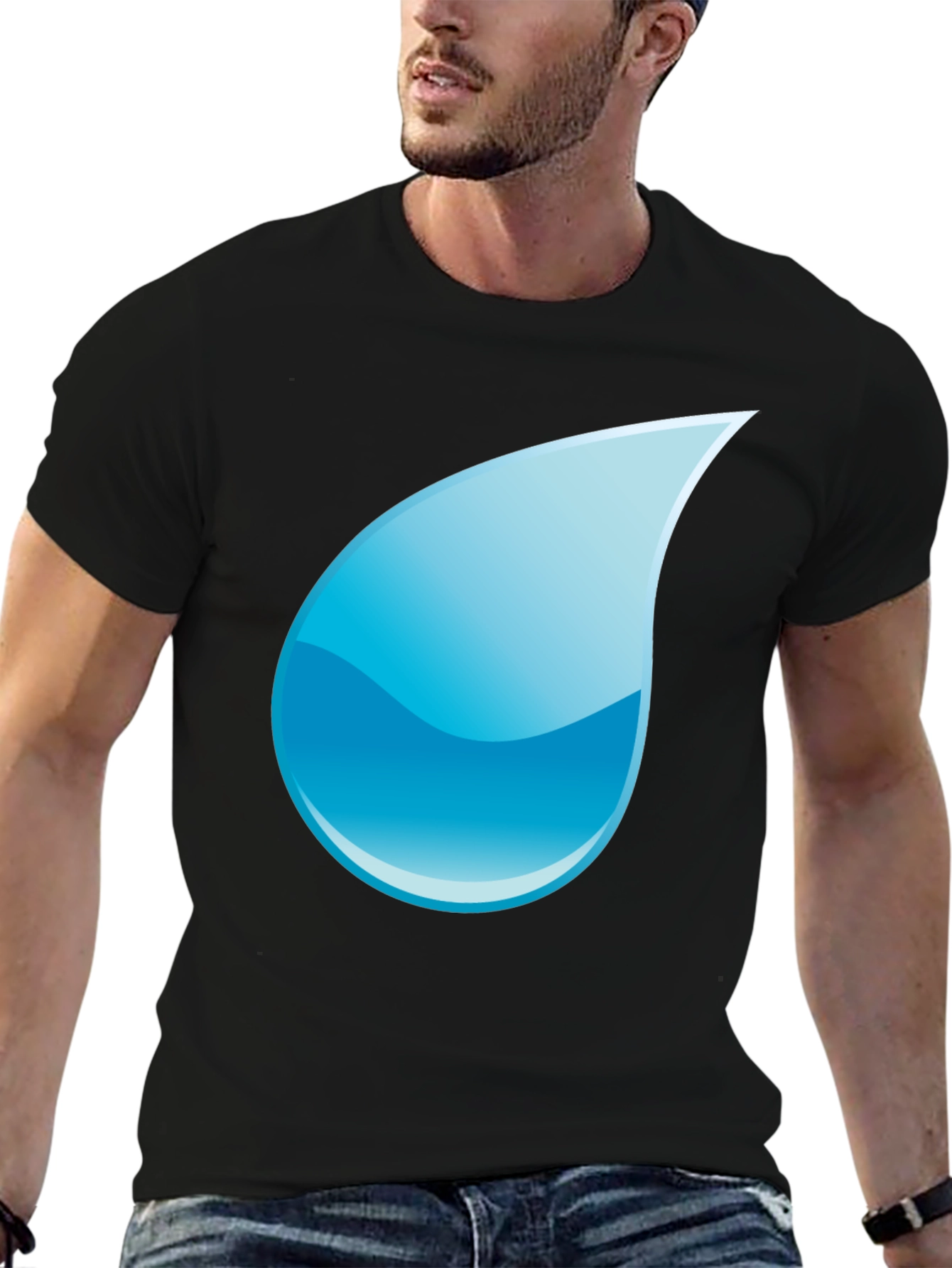 Black T-Shirt with Water Drop Design