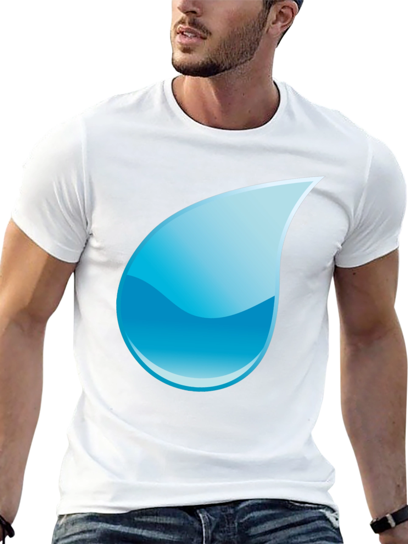 Black T-Shirt with Water Drop Design