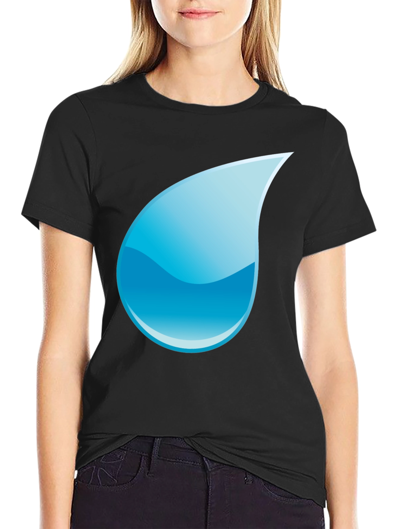 Black T-Shirt with Water Drop Design