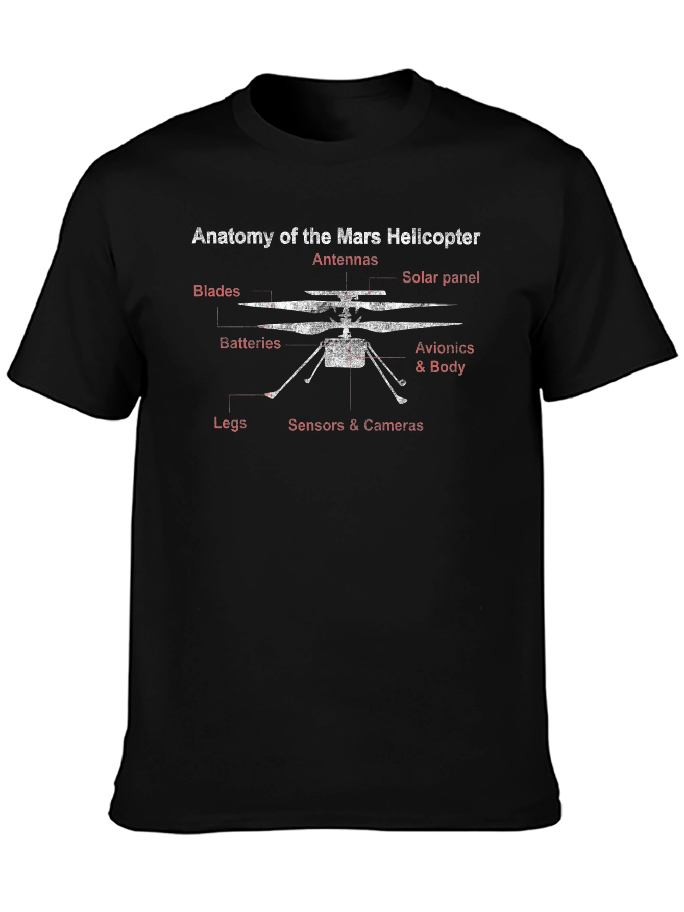 Mars Helicopter Anatomy T-Shirt - Space Exploration Tee