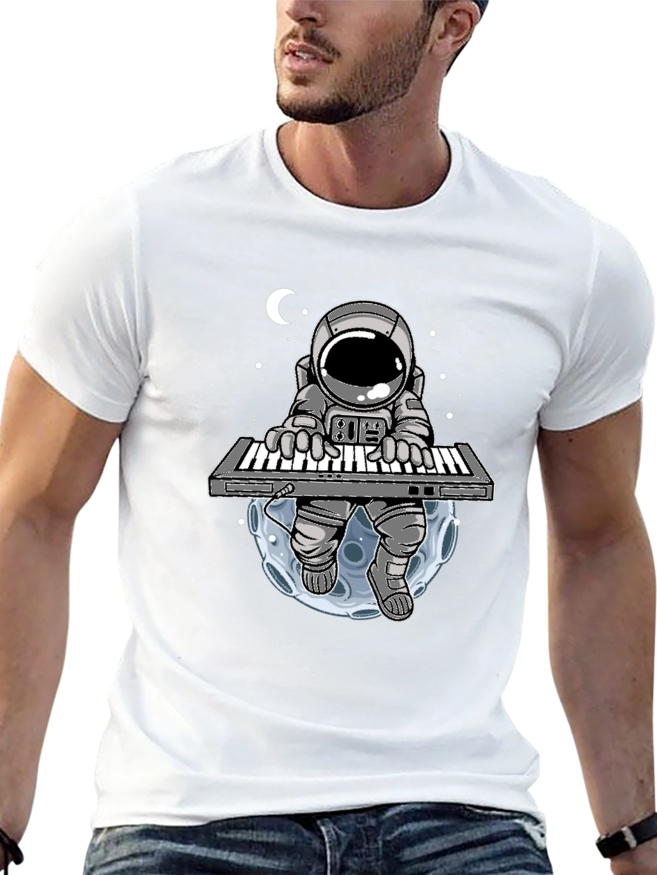 Astronaut Keyboard Player Graphic Tee
