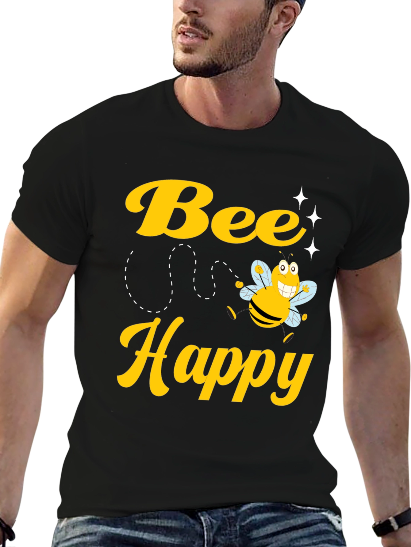 Bee Happy Graphic Tee - Unisex Cotton T-Shirt