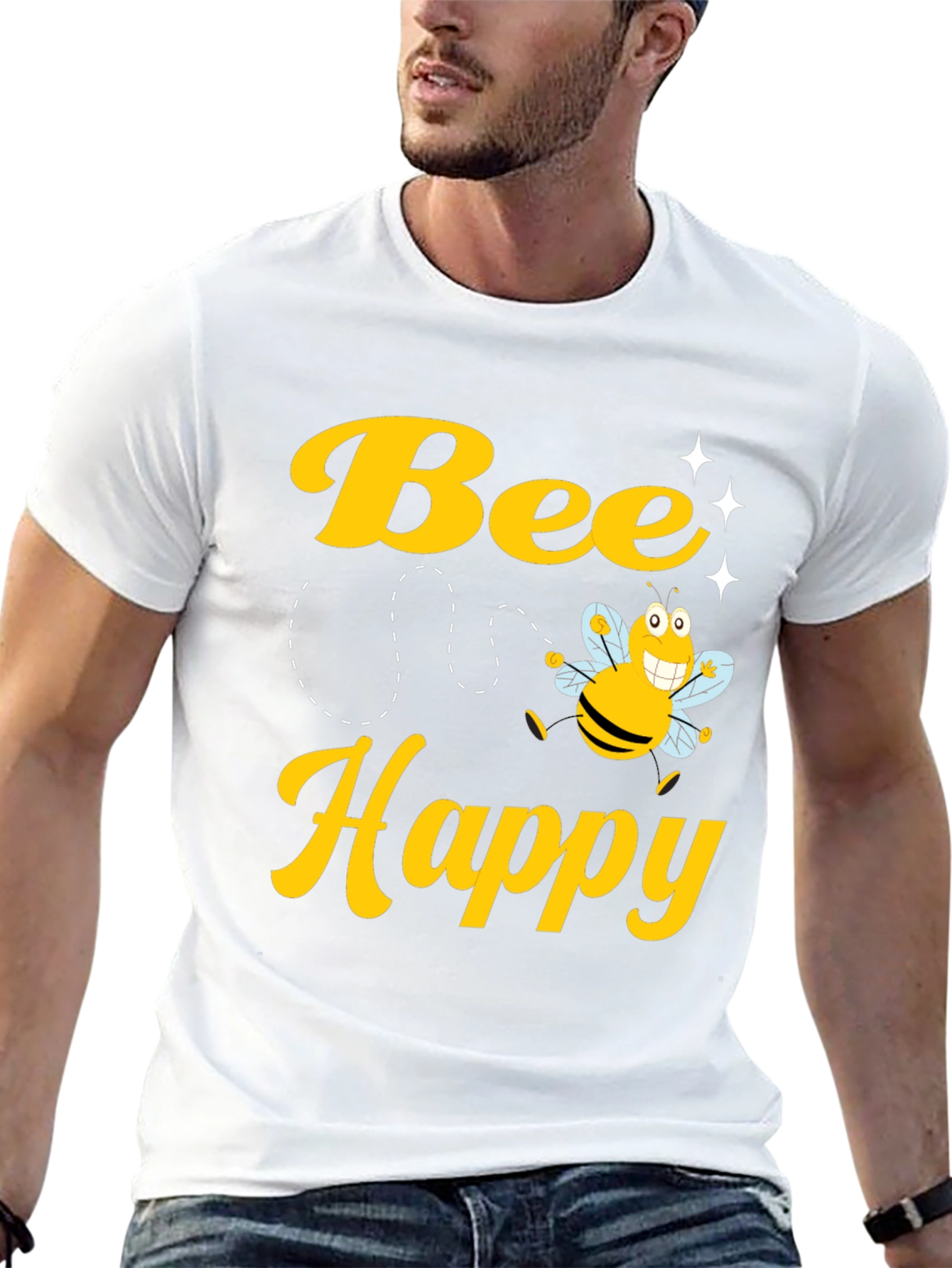 Bee Happy Graphic Tee - Unisex Cotton T-Shirt