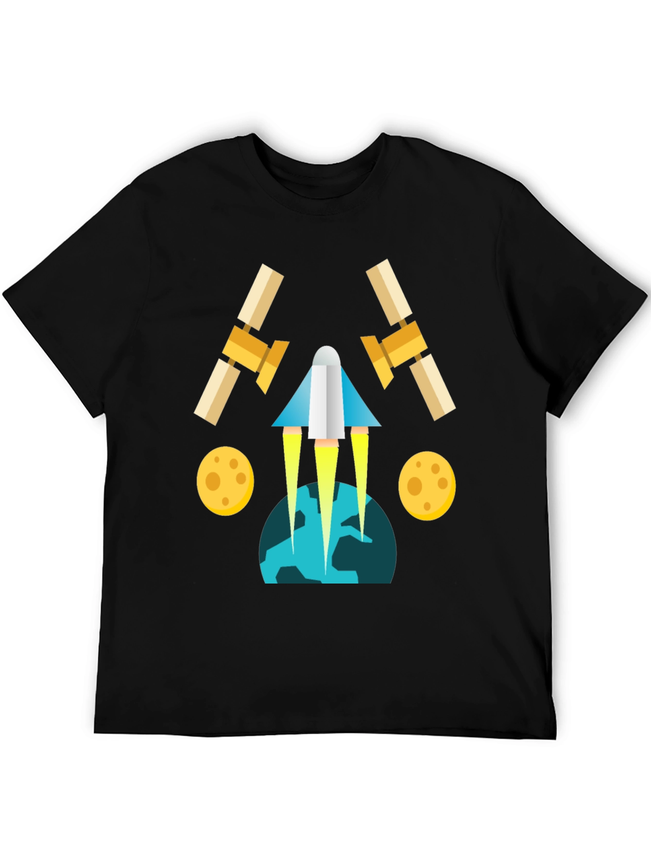 Space Travel Graphic Tee - Black Cotton Blend