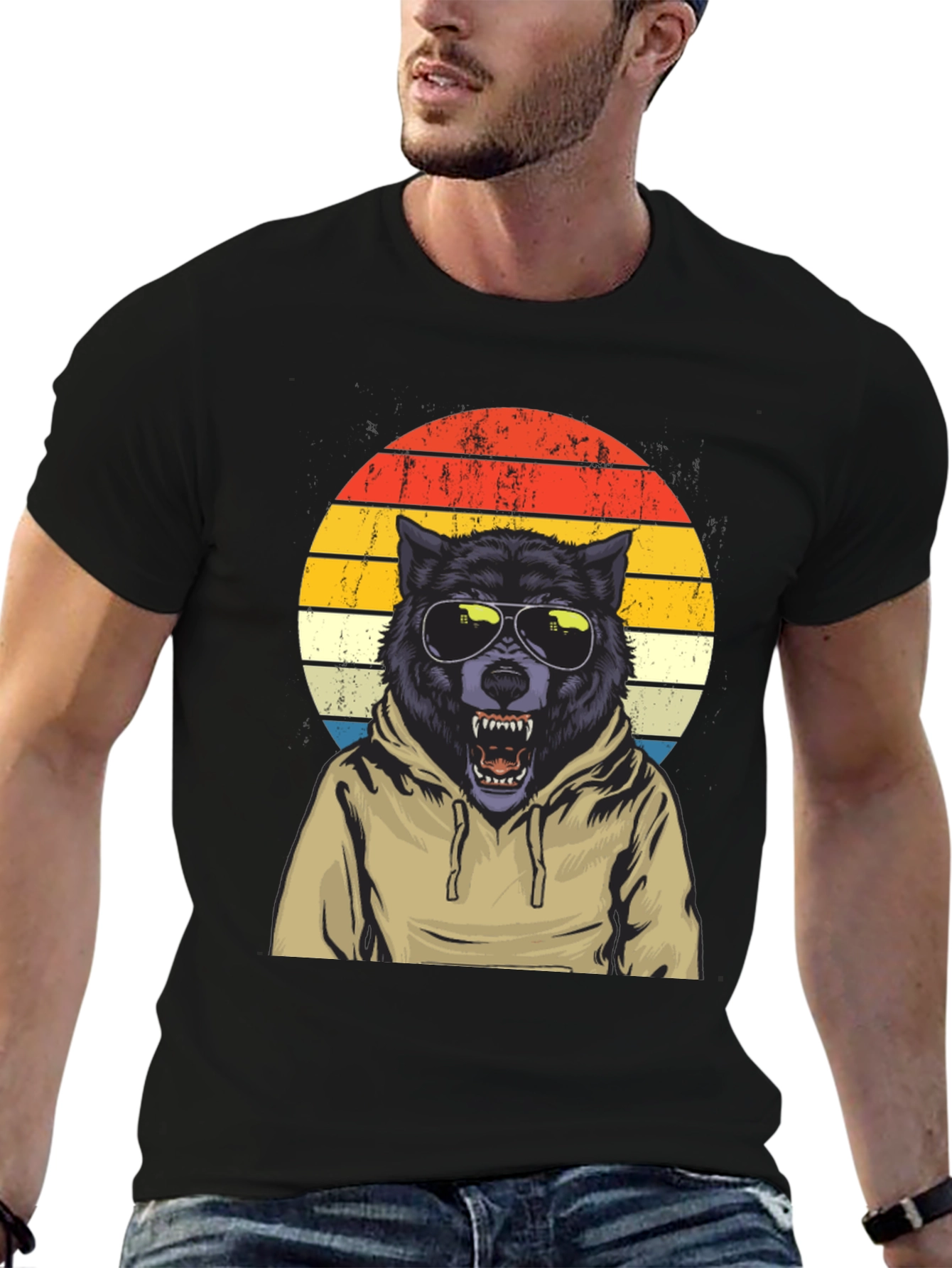 Retro Wolf Hoodie T-Shirt