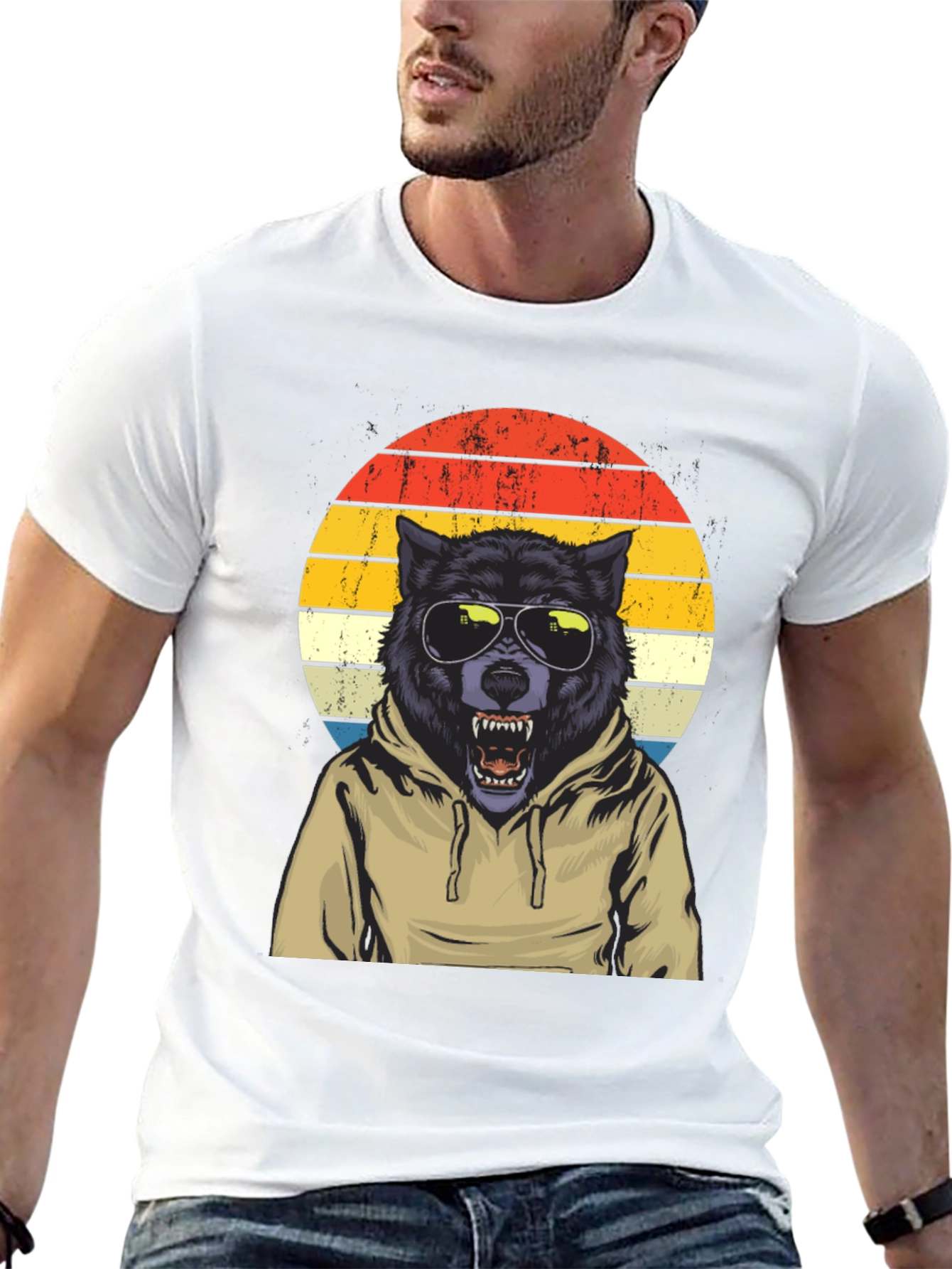 Retro Wolf Hoodie T-Shirt