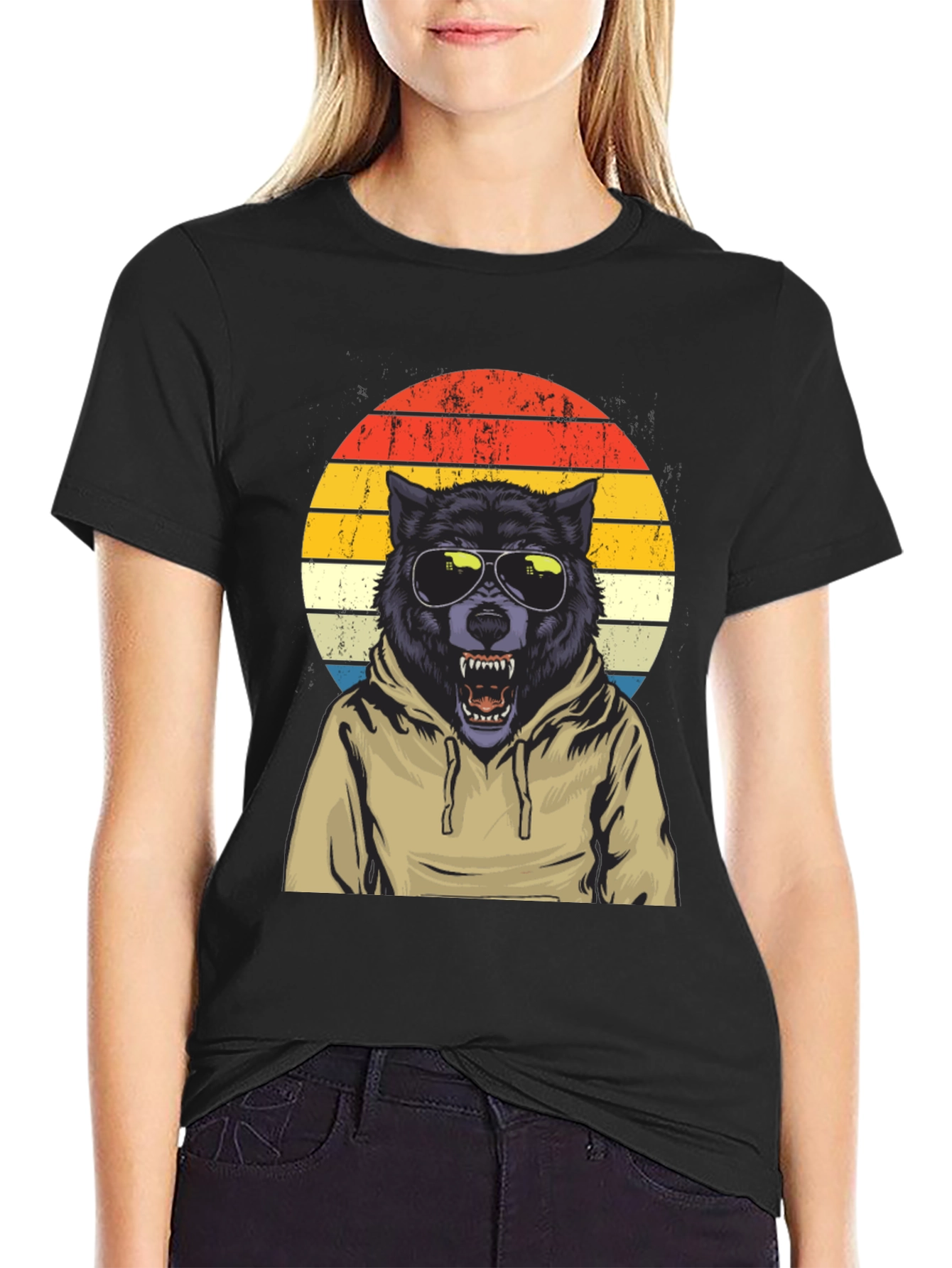 Retro Wolf Hoodie T-Shirt