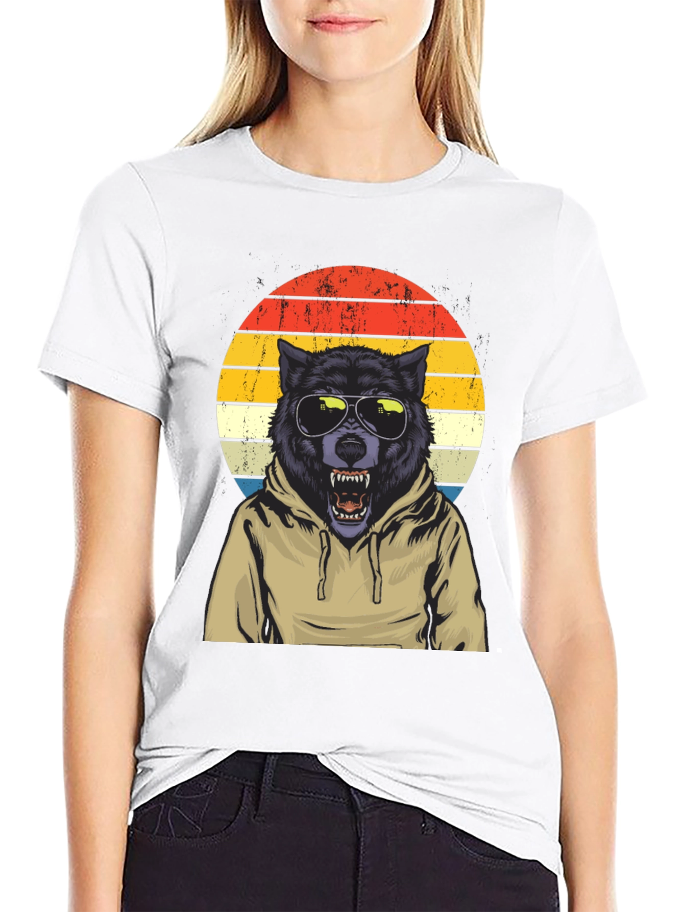 Retro Wolf Hoodie T-Shirt