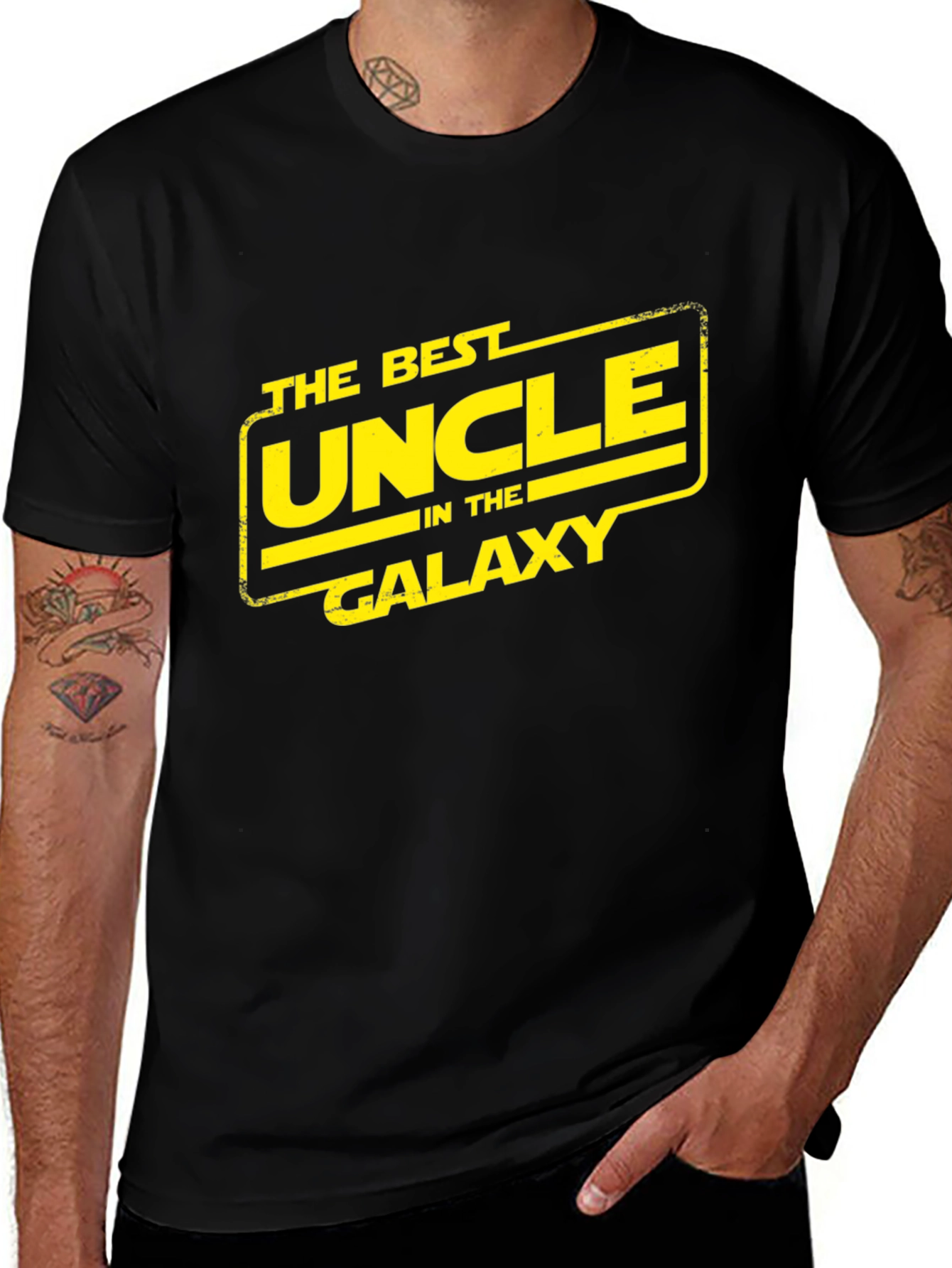 Best Uncle in the Galaxy Black T-Shirt