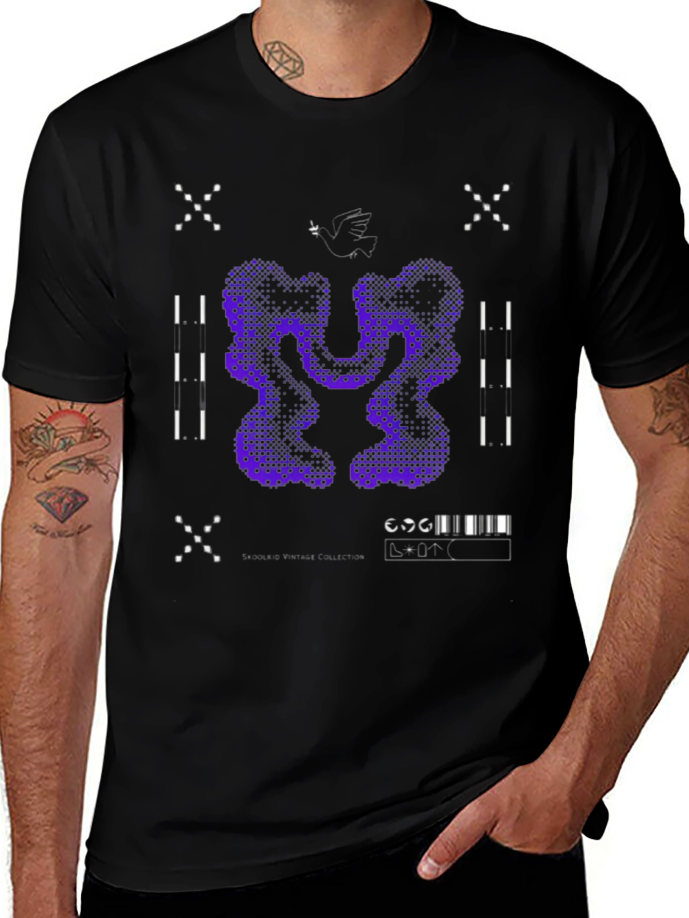 Abstract Graphic Print Tee - Black