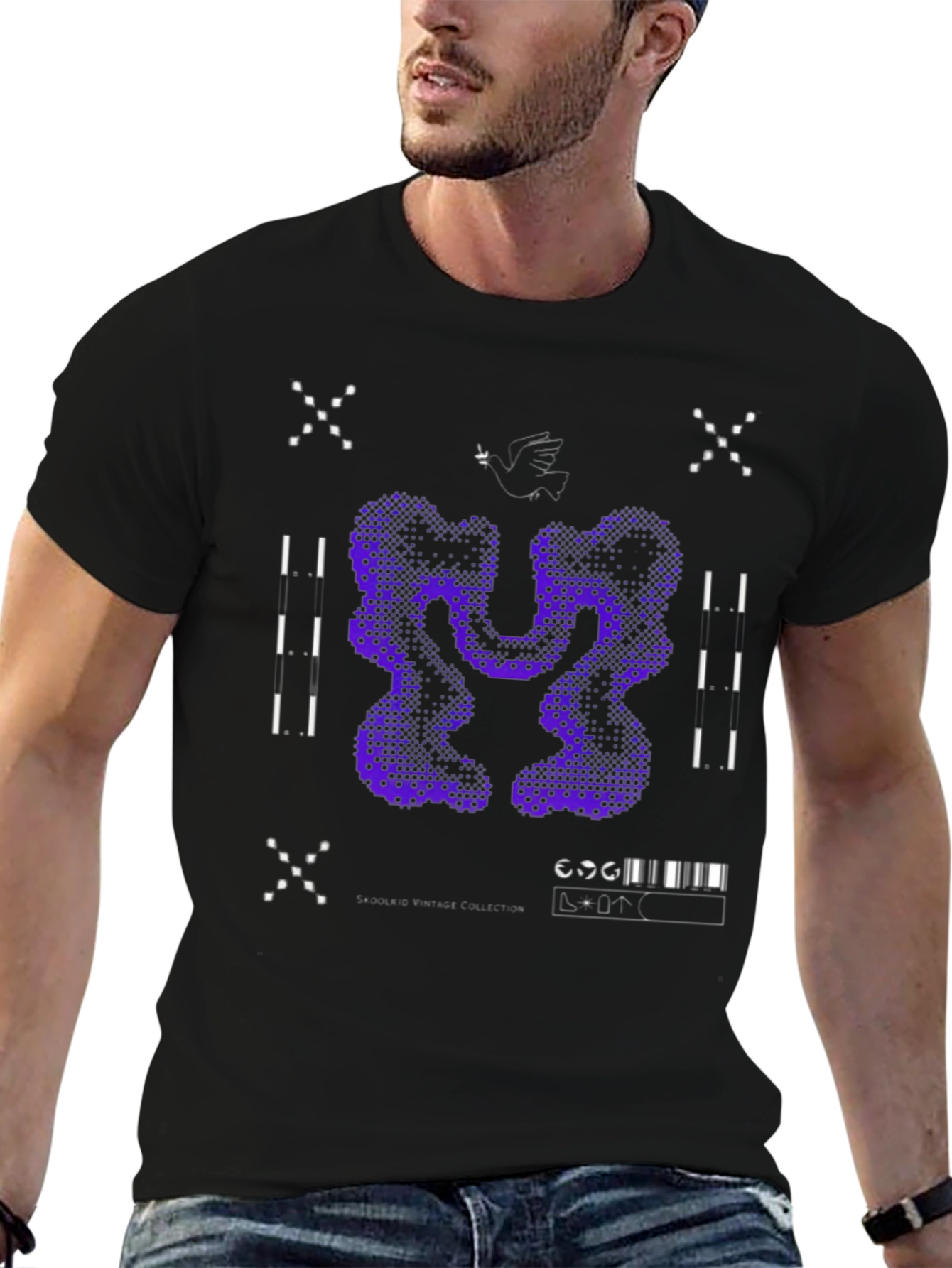 Abstract Graphic Print Tee - Black