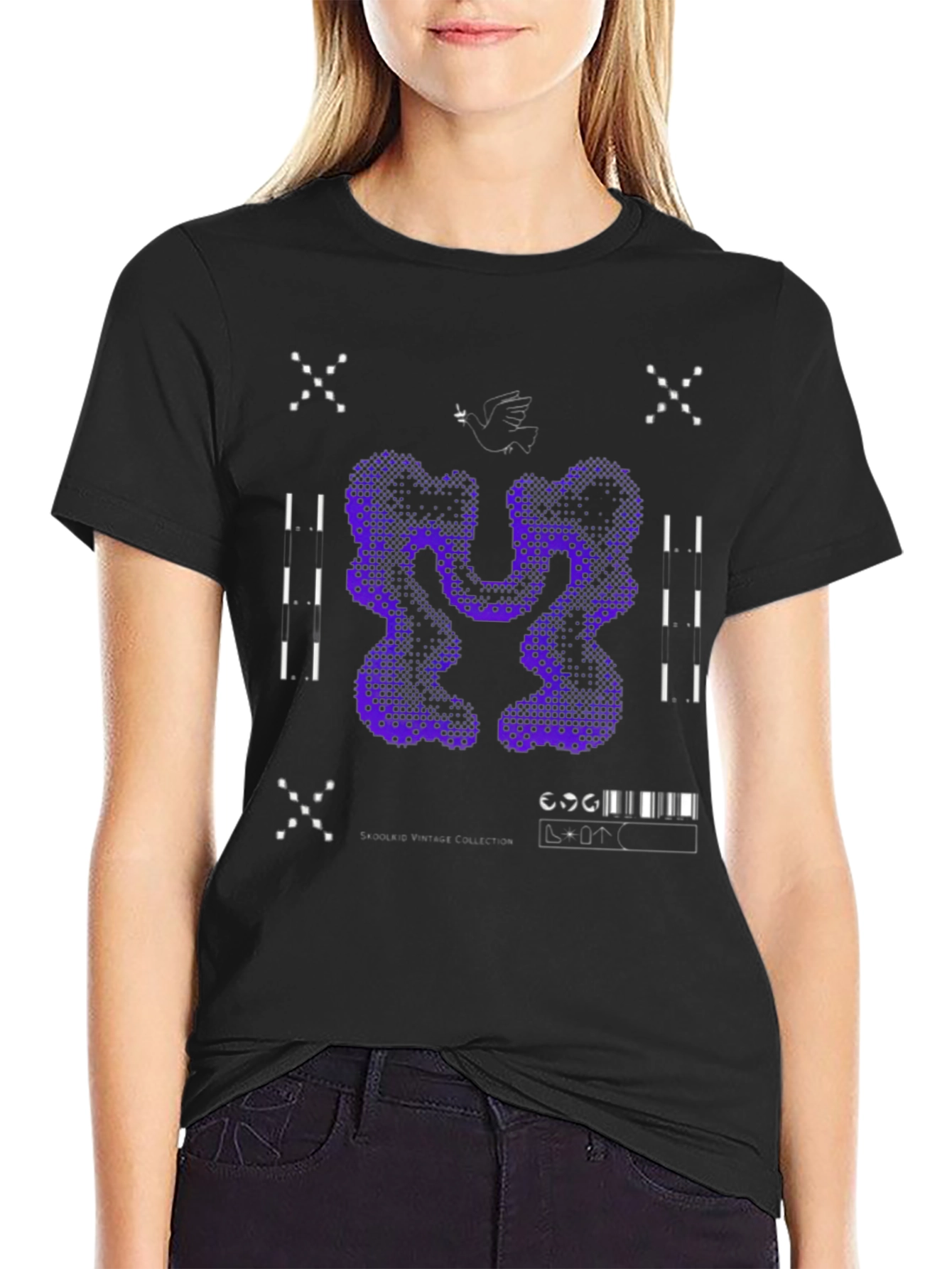 Abstract Graphic Print Tee - Black