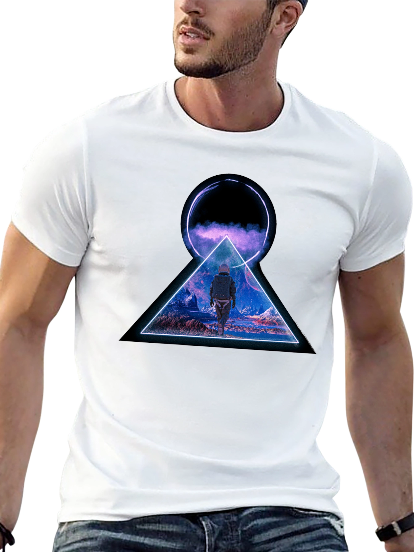 Abstract Geometric Graphic Print Black T-Shirt