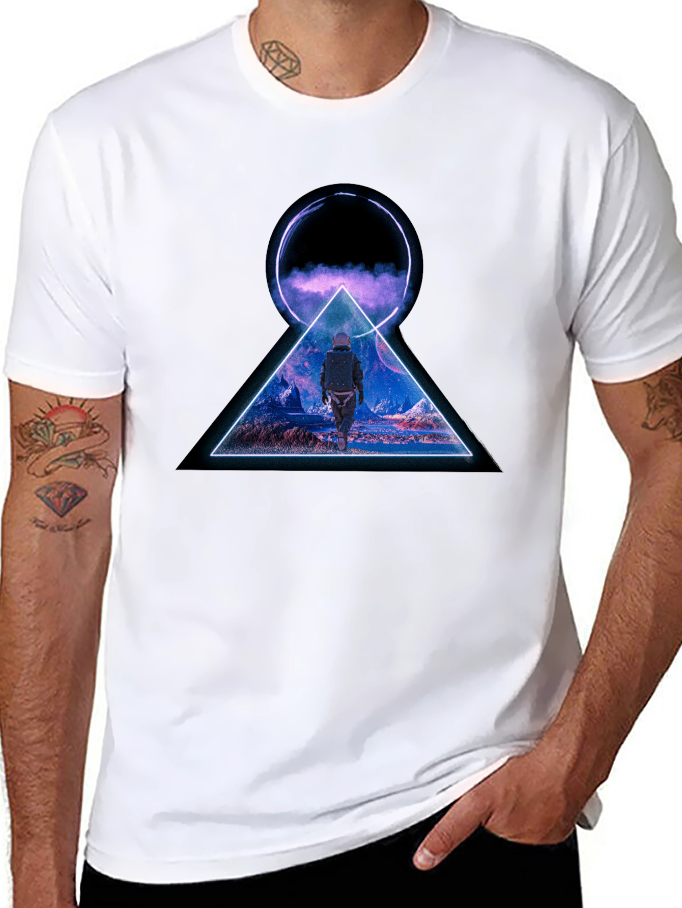 Abstract Geometric Graphic Print Black T-Shirt