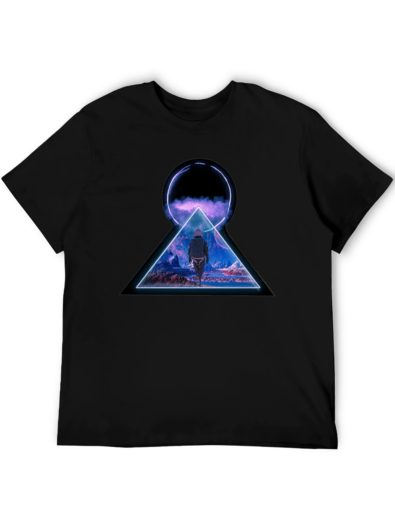 Abstract Geometric Graphic Print Black T-Shirt