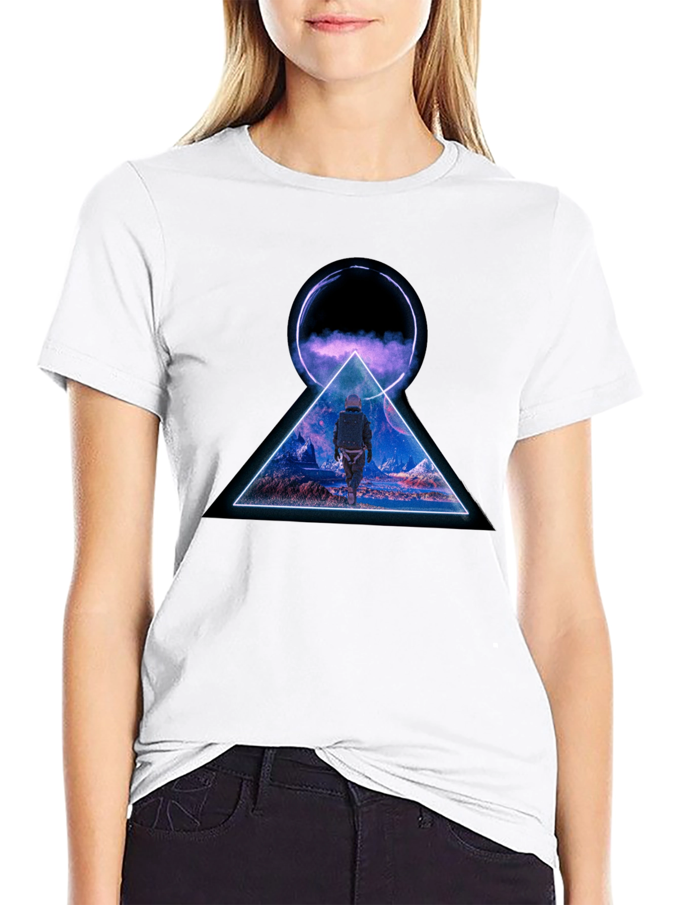 Abstract Geometric Graphic Print Black T-Shirt
