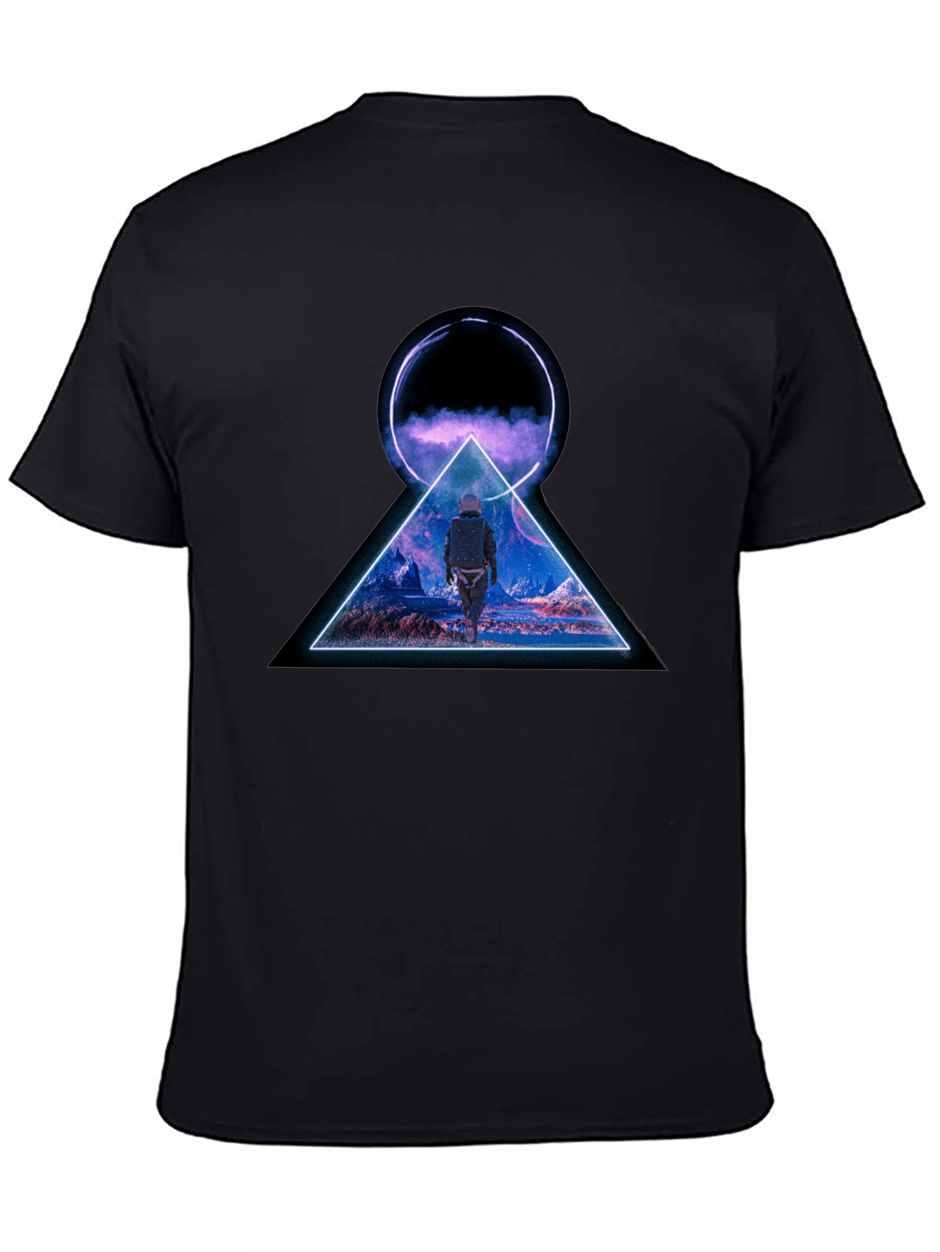 Abstract Geometric Graphic Print Black T-Shirt