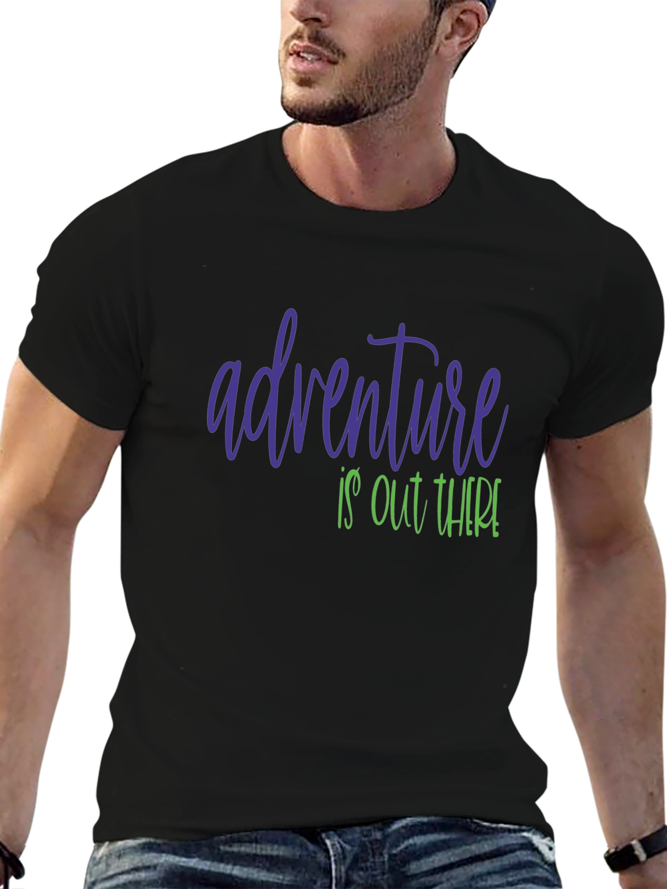 Adventure Awaits Graphic Tee - Soft Black T-Shirt