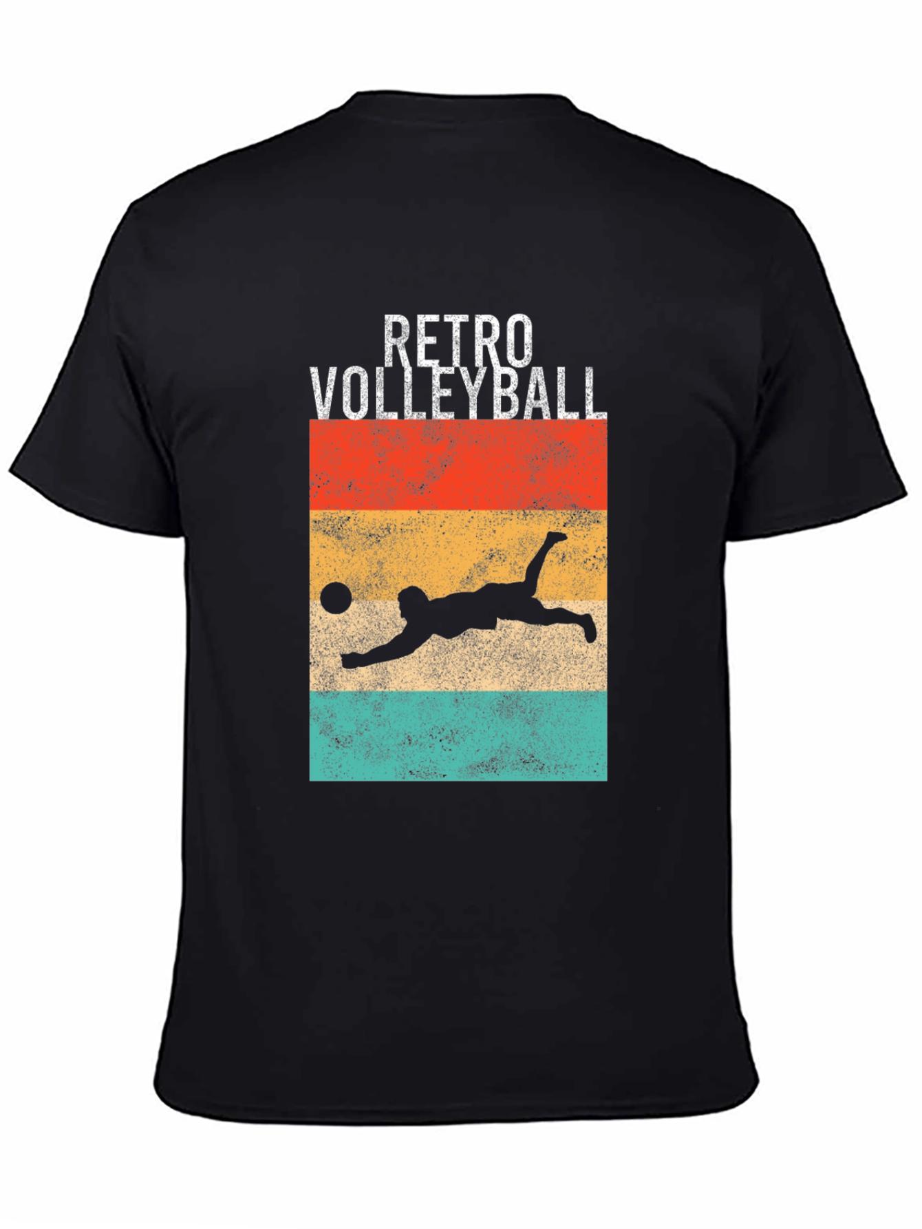 Retro Volleyball Graphic T-Shirt - Black
