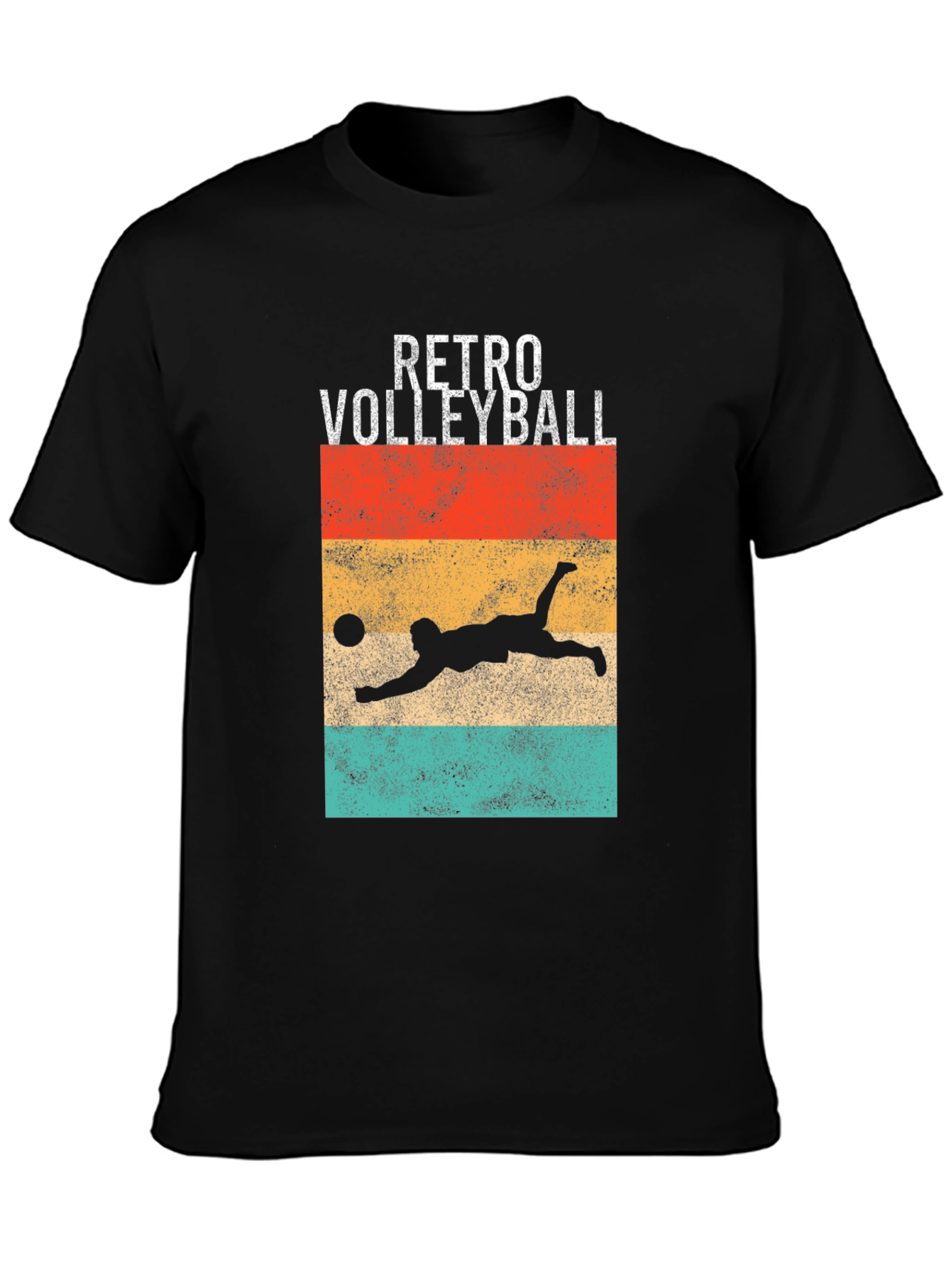 Retro Volleyball Graphic T-Shirt - Black