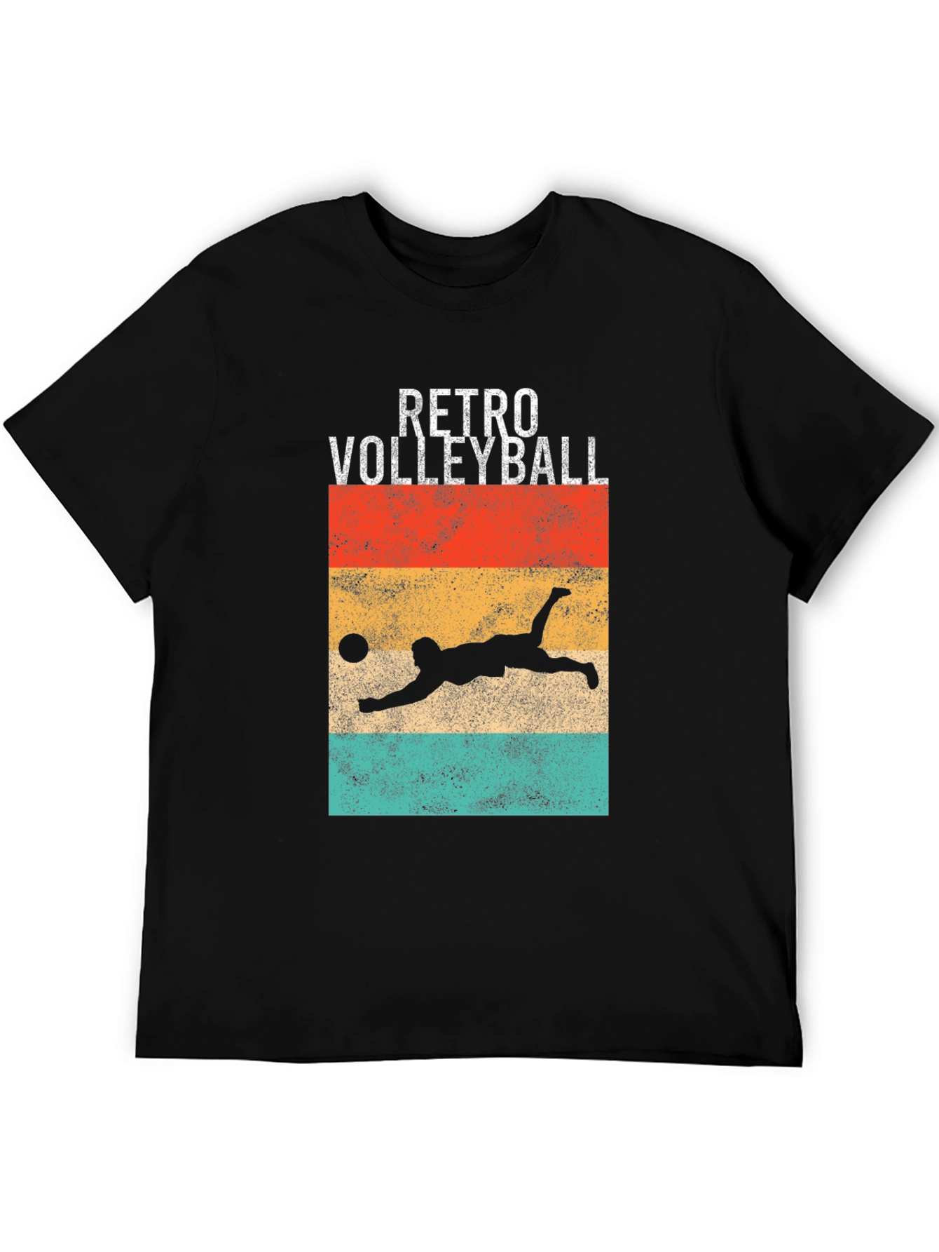 Retro Volleyball Graphic T-Shirt - Black