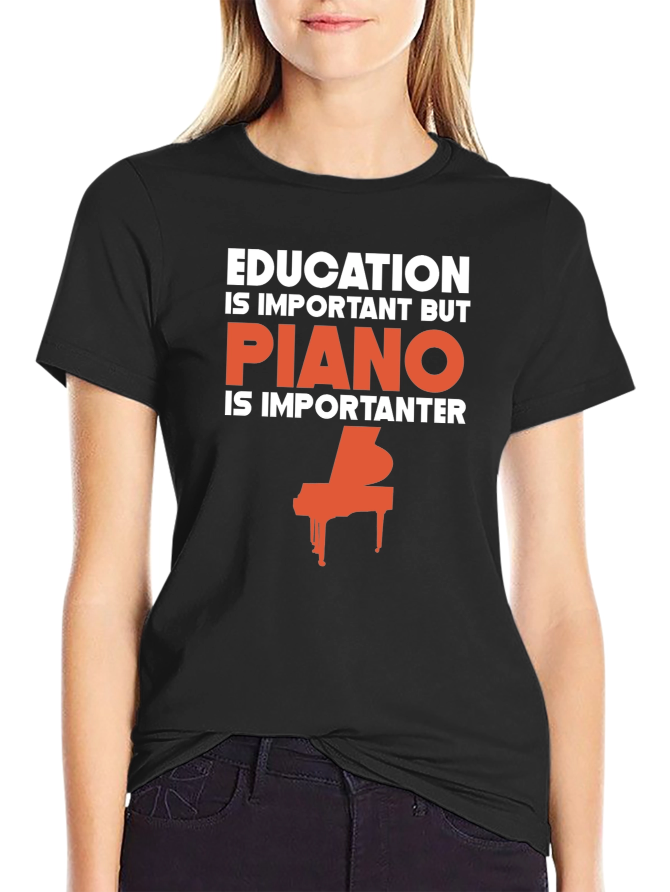 Funny Piano Lover T-Shirt - Education vs. Piano