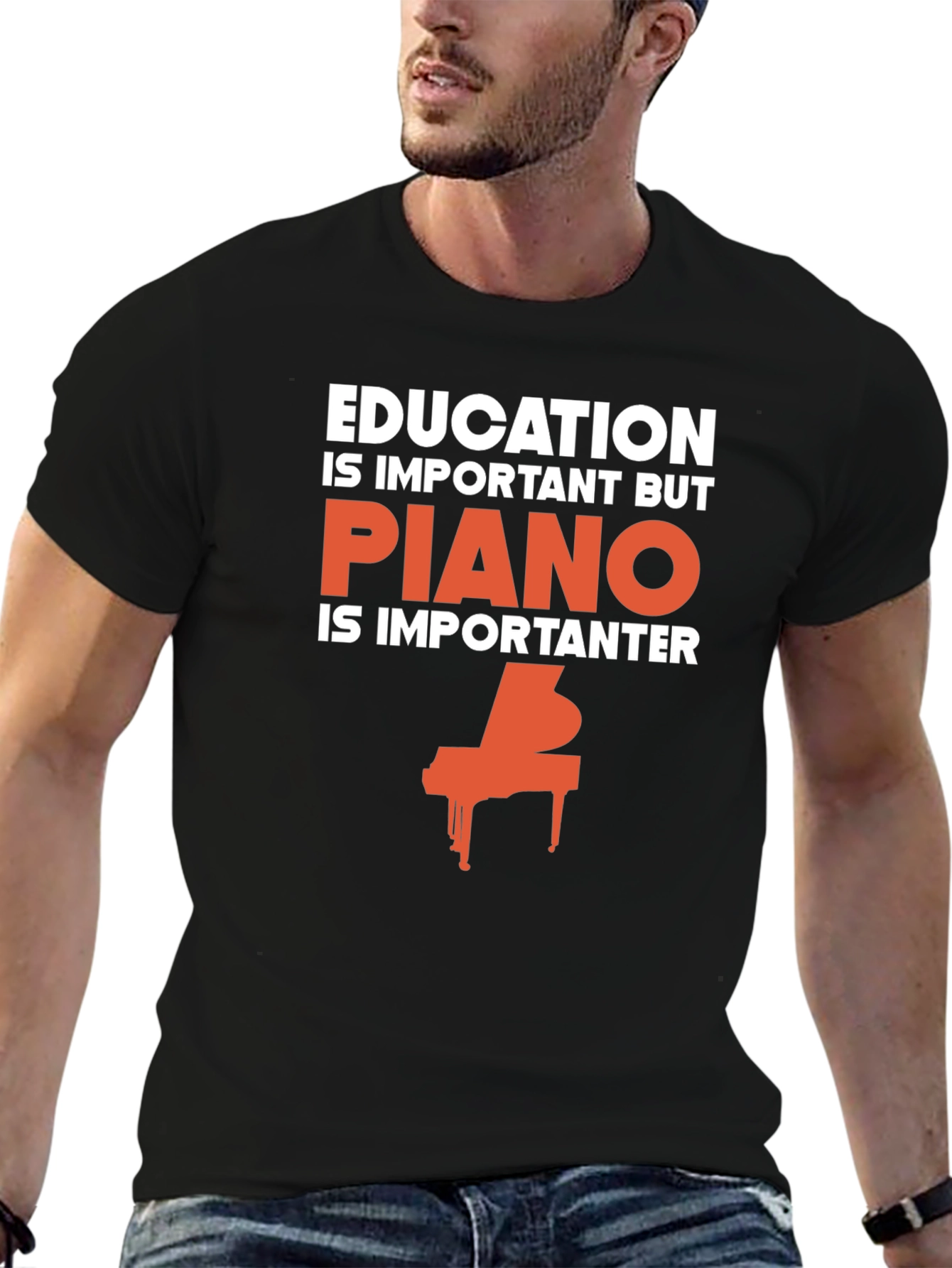 Funny Piano Lover T-Shirt - Education vs. Piano