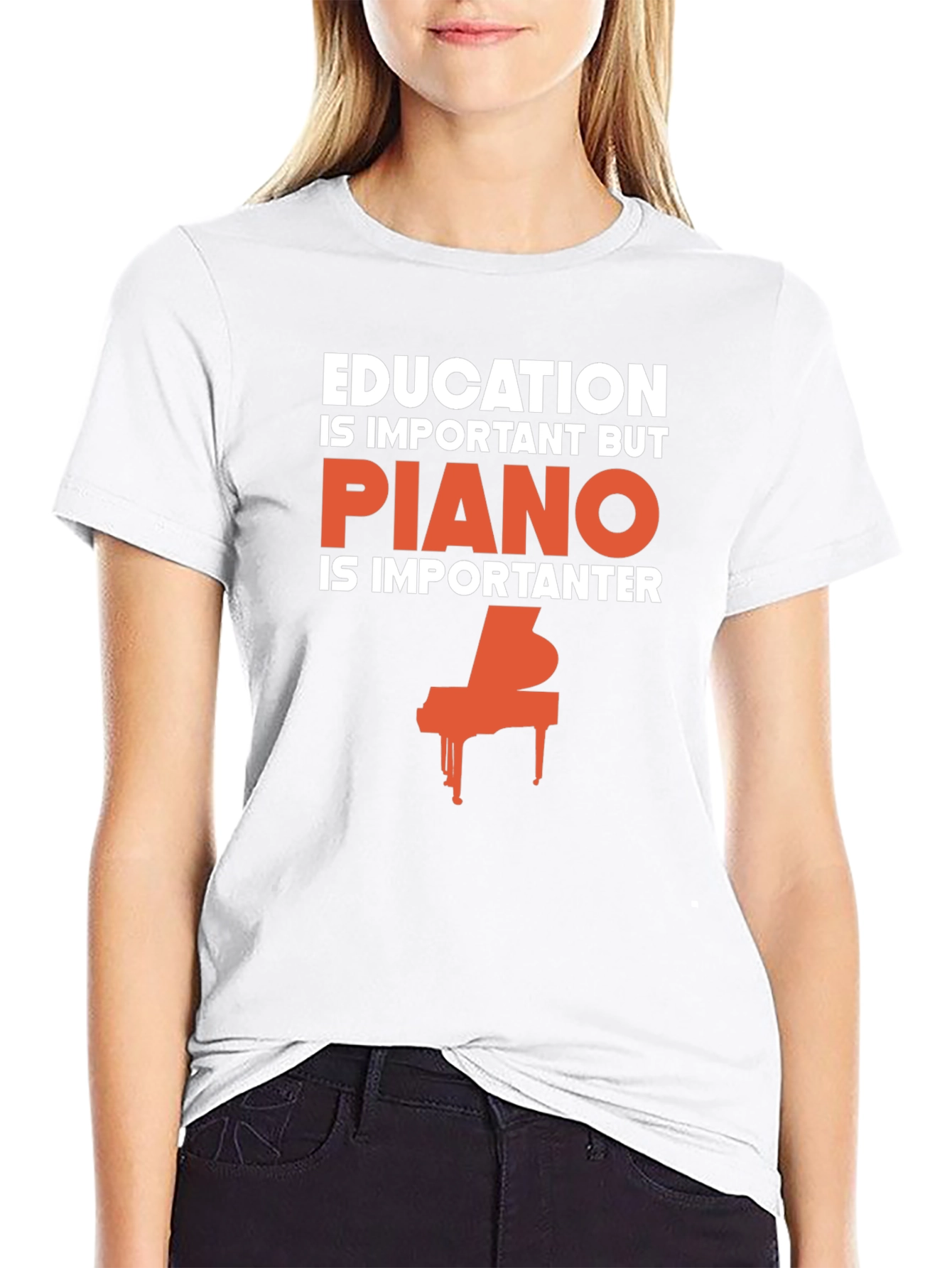 Funny Piano Lover T-Shirt - Education vs. Piano