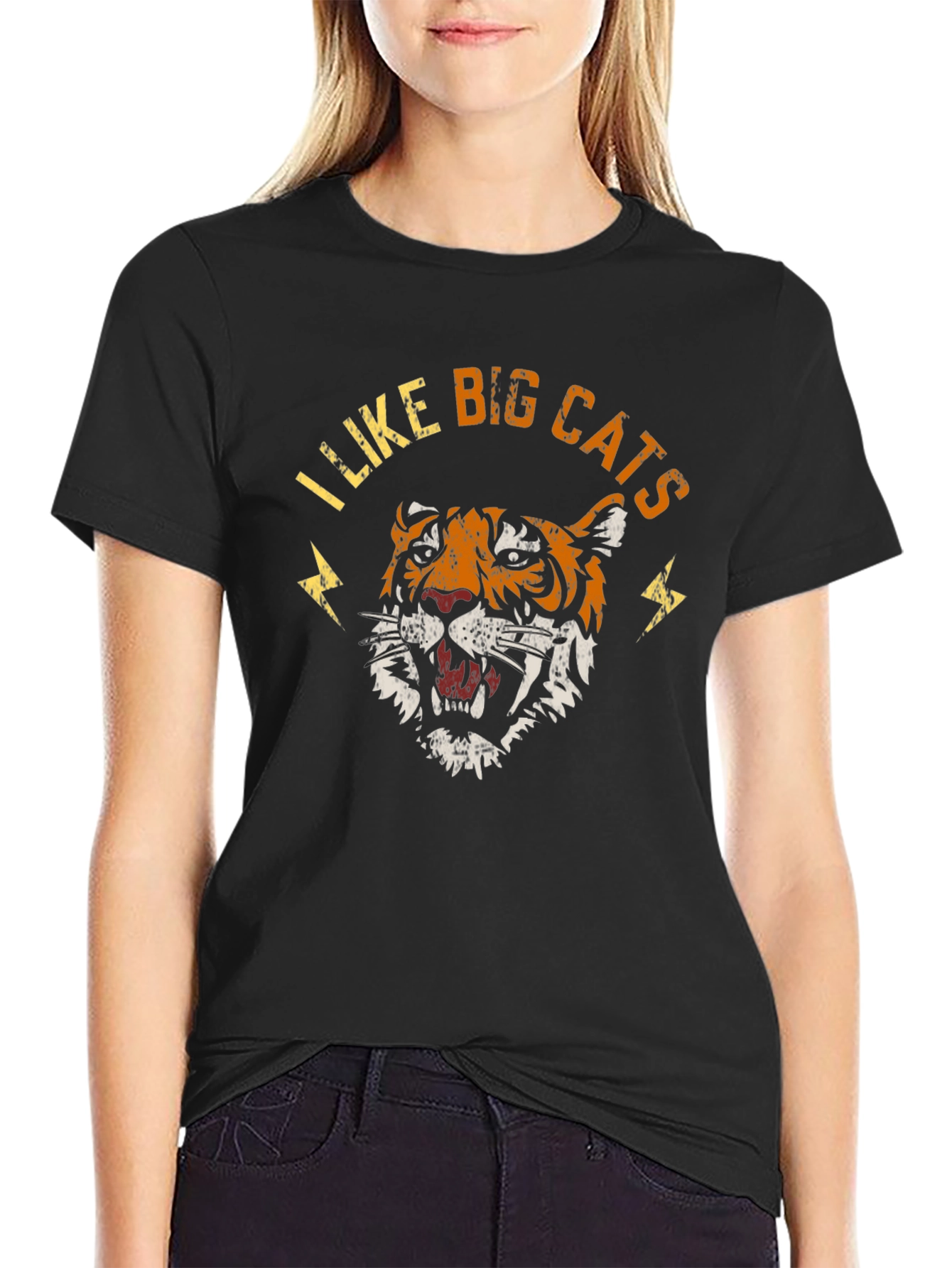 I Like Big Cats Graphic Tee - Black