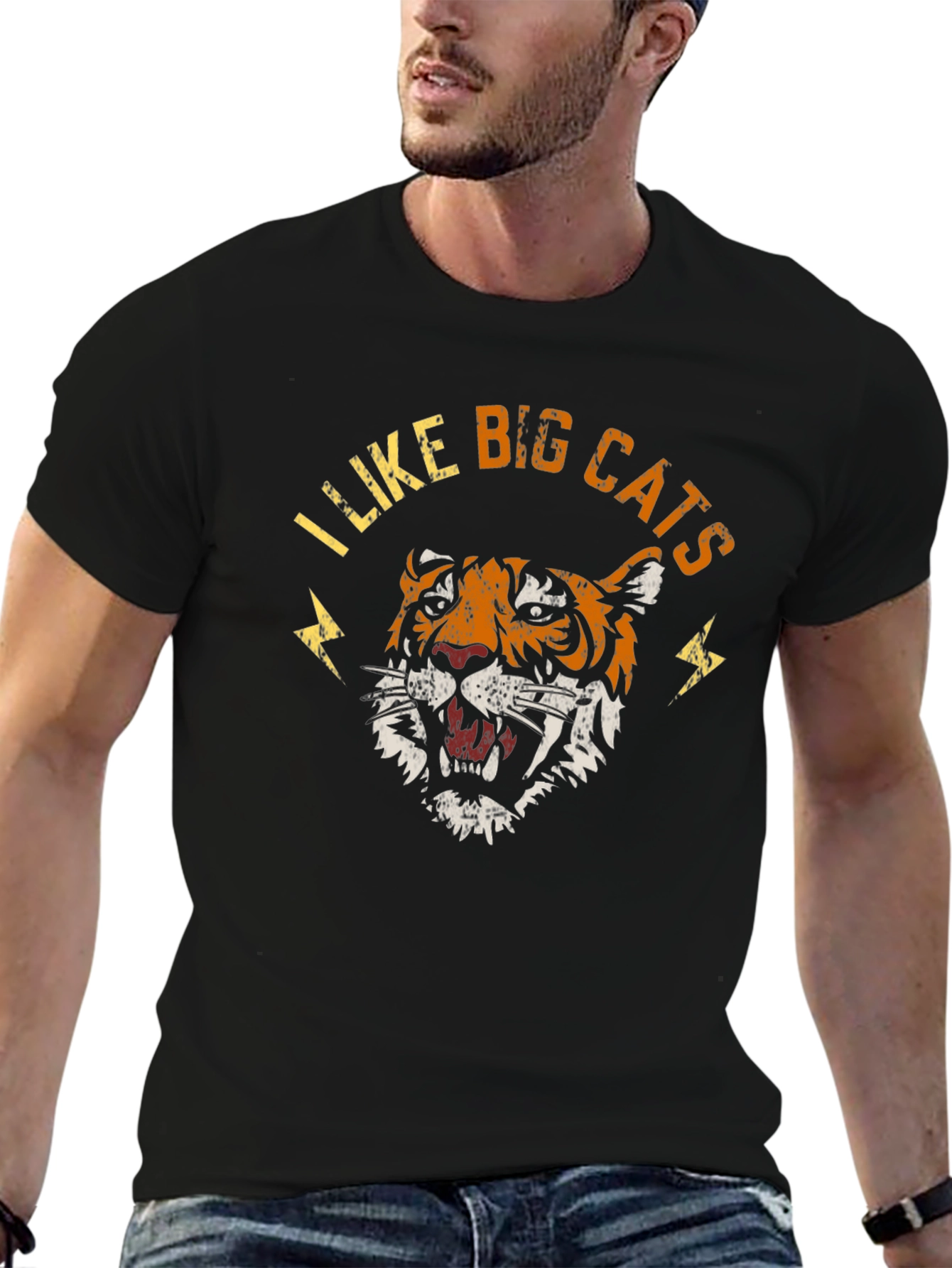 I Like Big Cats Graphic Tee - Black