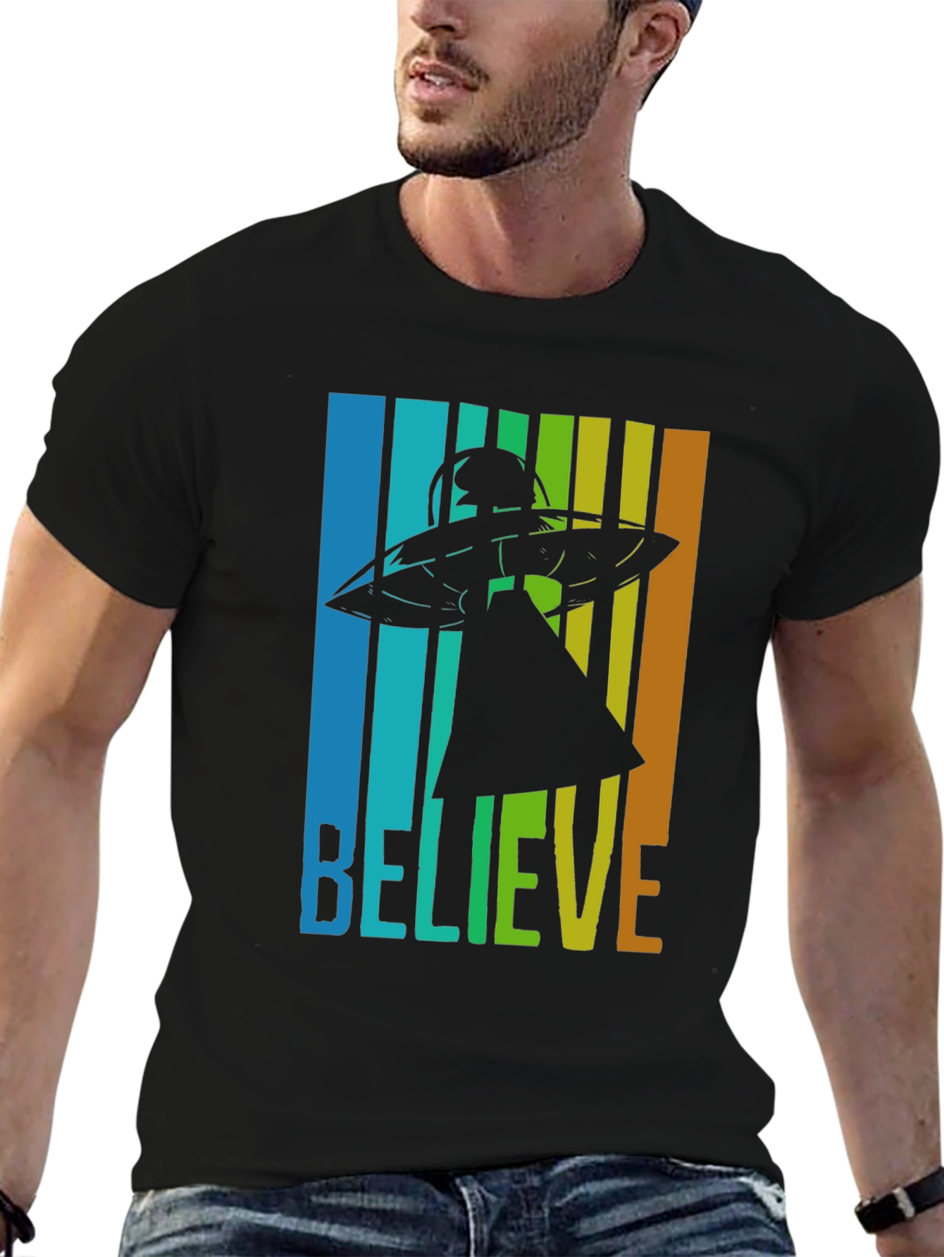 Believe UFO Graphic Tee - Retro Style T-Shirt