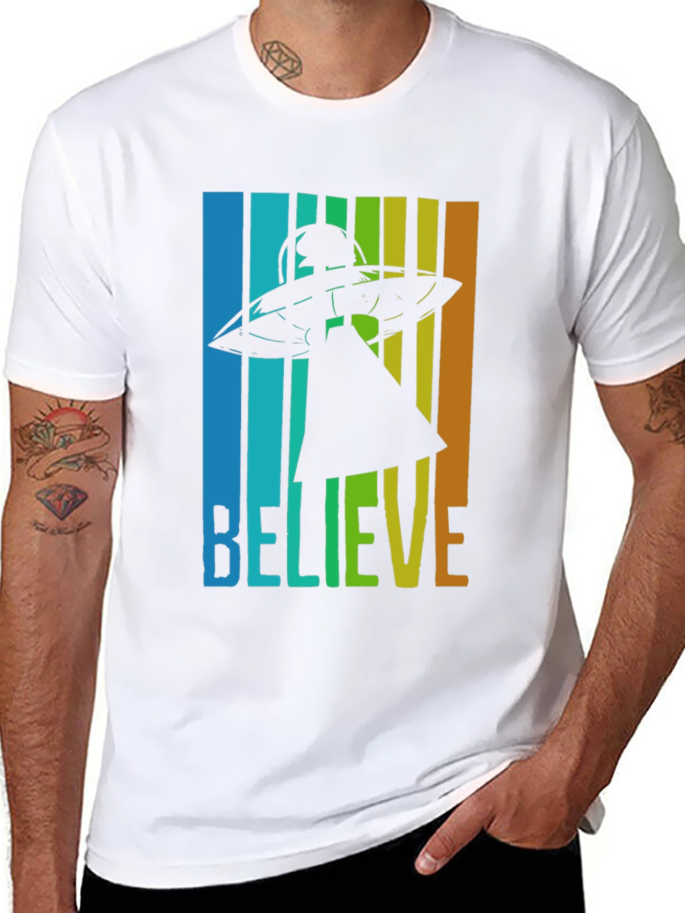 Believe UFO Graphic Tee - Retro Style T-Shirt