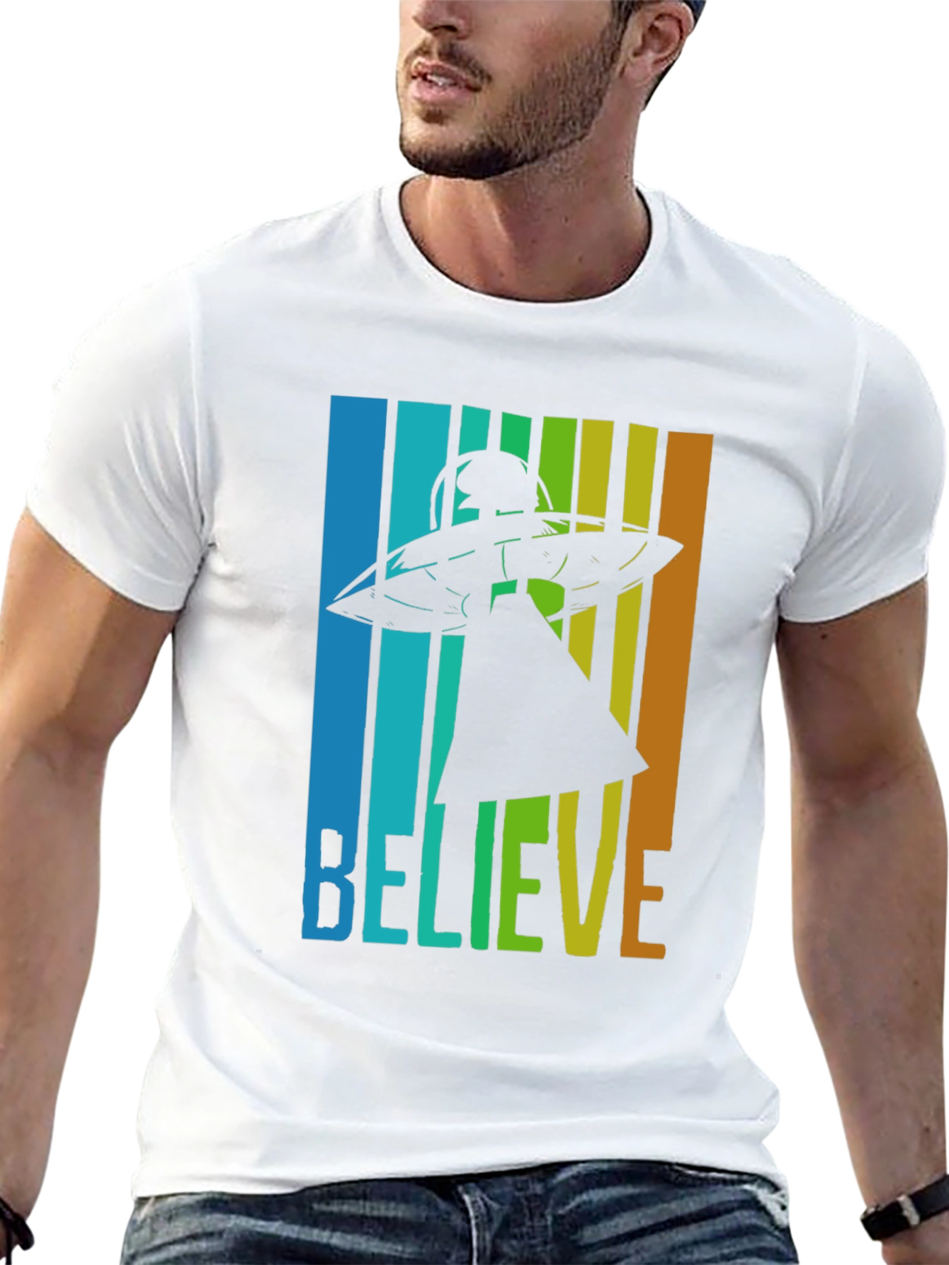 Believe UFO Graphic Tee - Retro Style T-Shirt