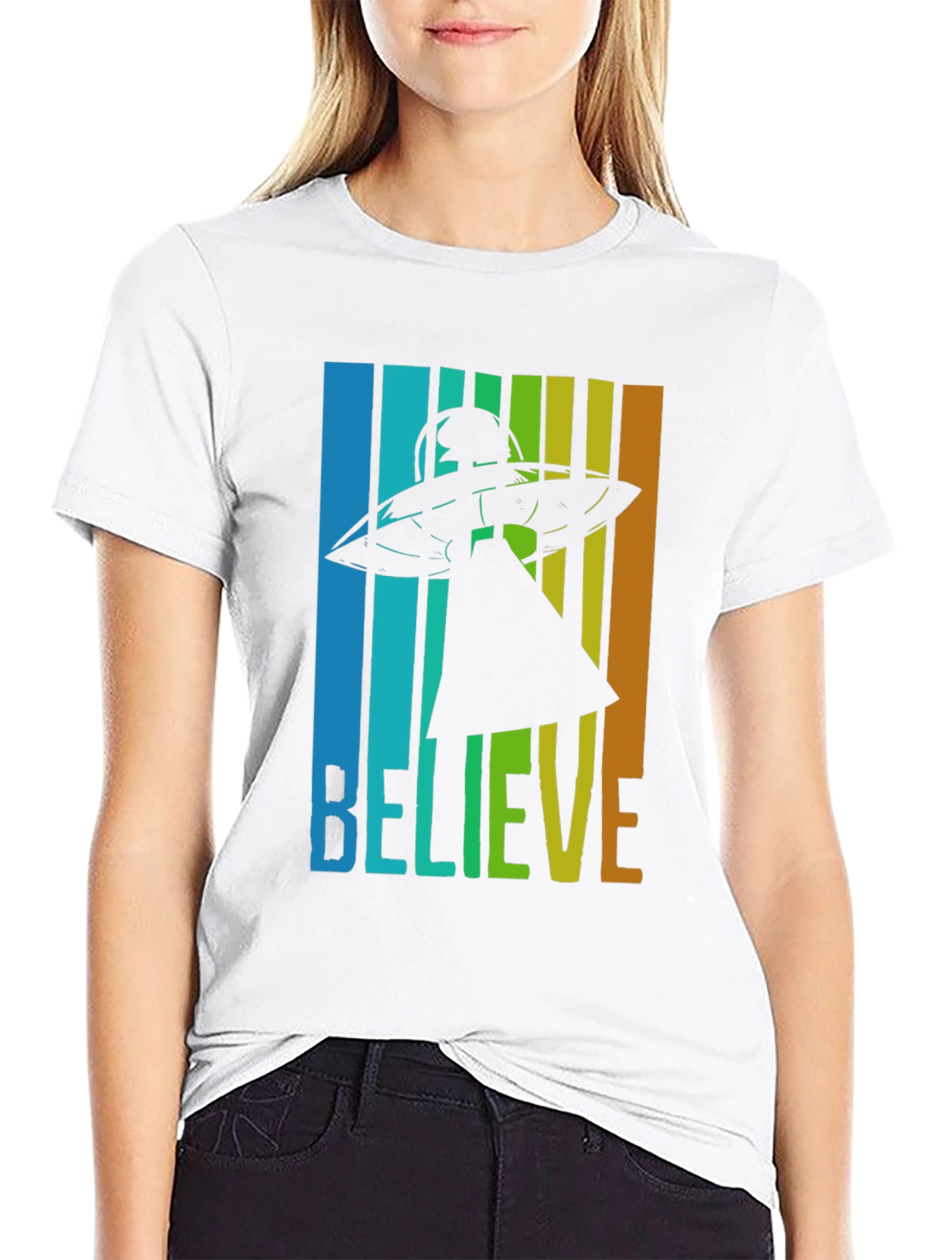 Believe UFO Graphic Tee - Retro Style T-Shirt