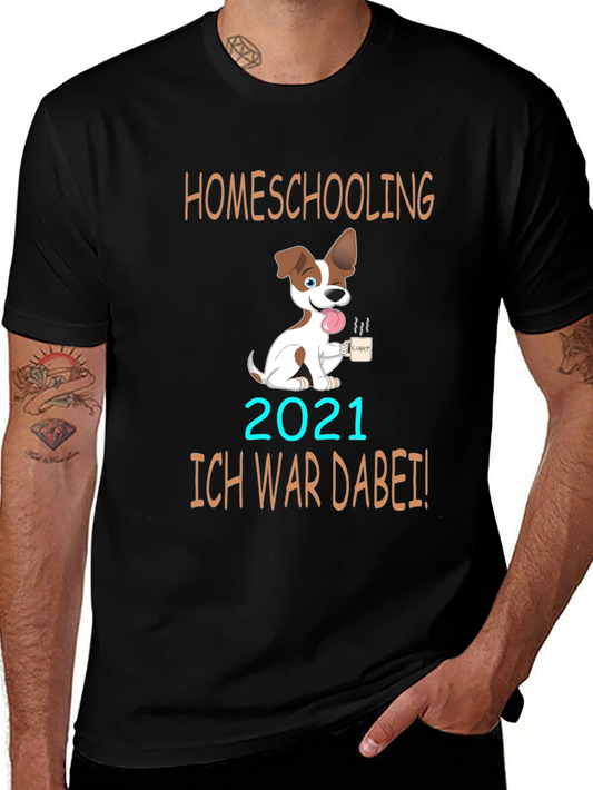 Homeschooling 2021 T-Shirt Cute Dog Design Black