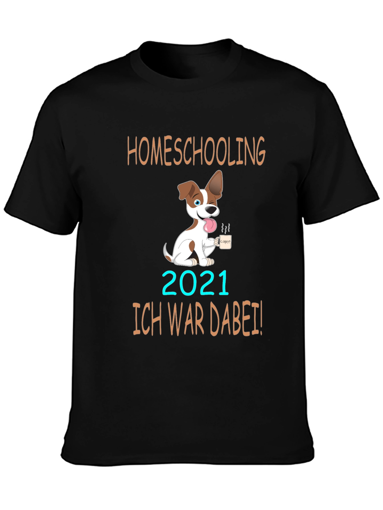 Homeschooling 2021 T-Shirt Cute Dog Design Black