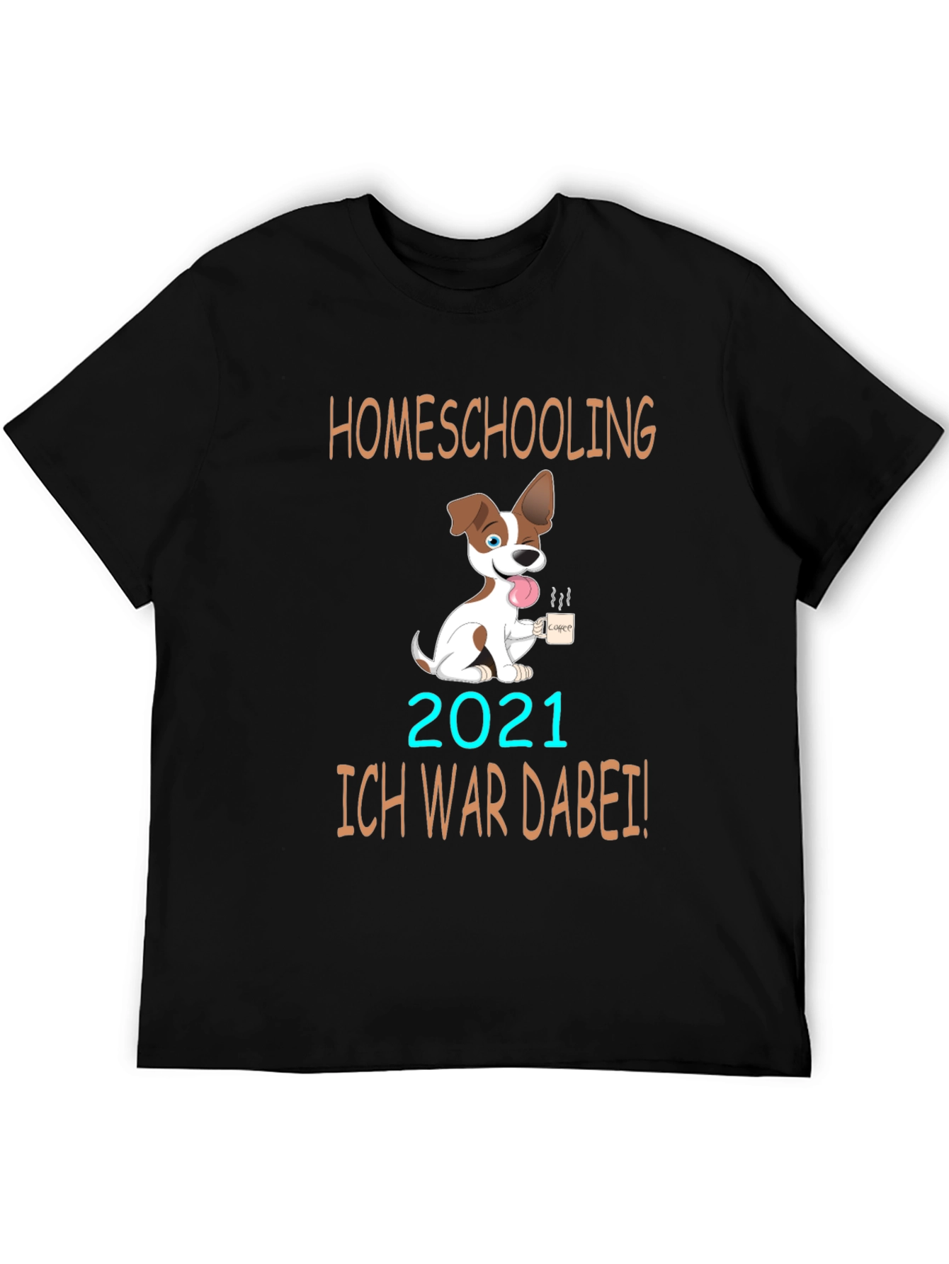 Homeschooling 2021 T-Shirt Cute Dog Design Black