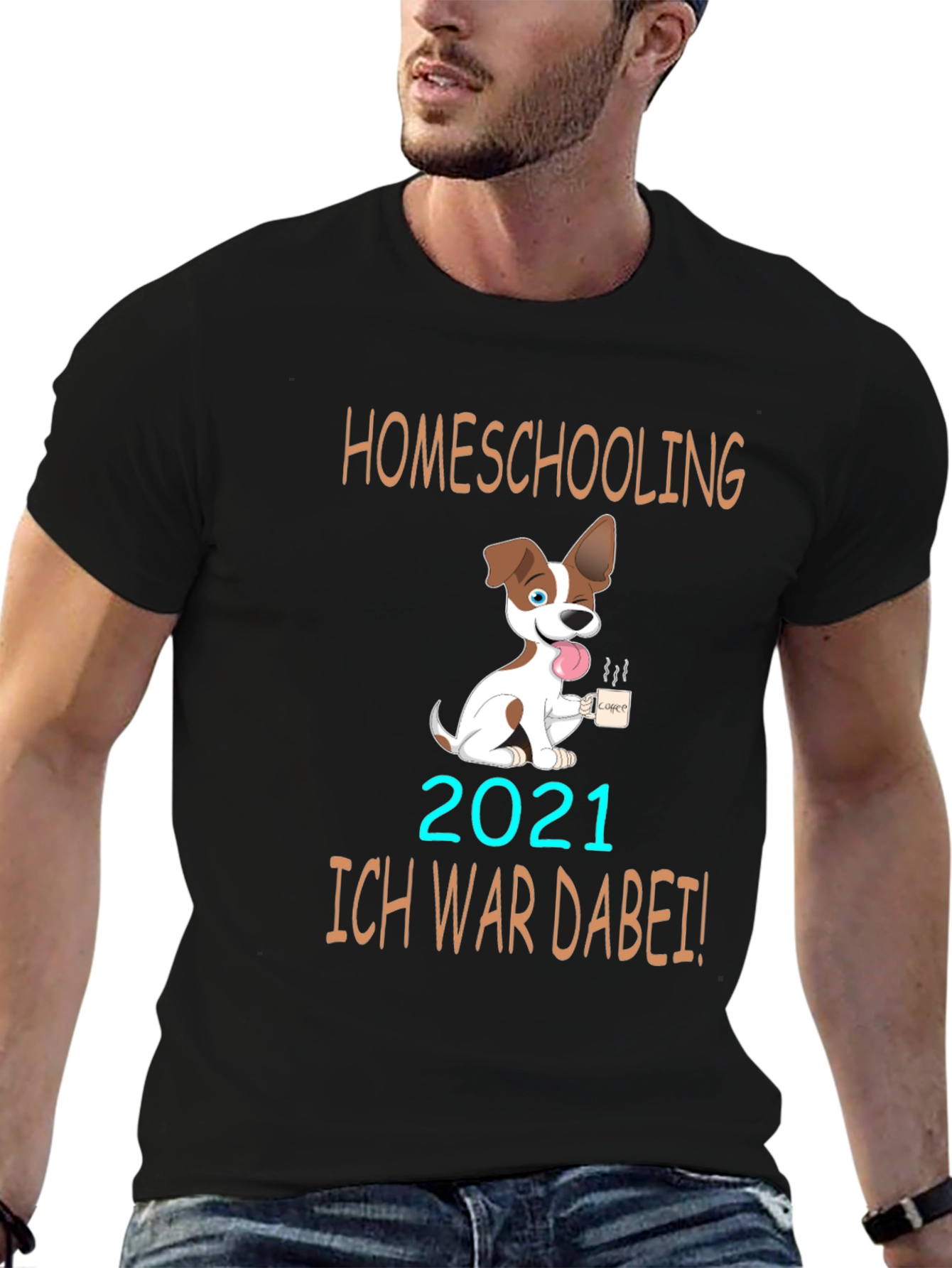 Homeschooling 2021 T-Shirt Cute Dog Design Black