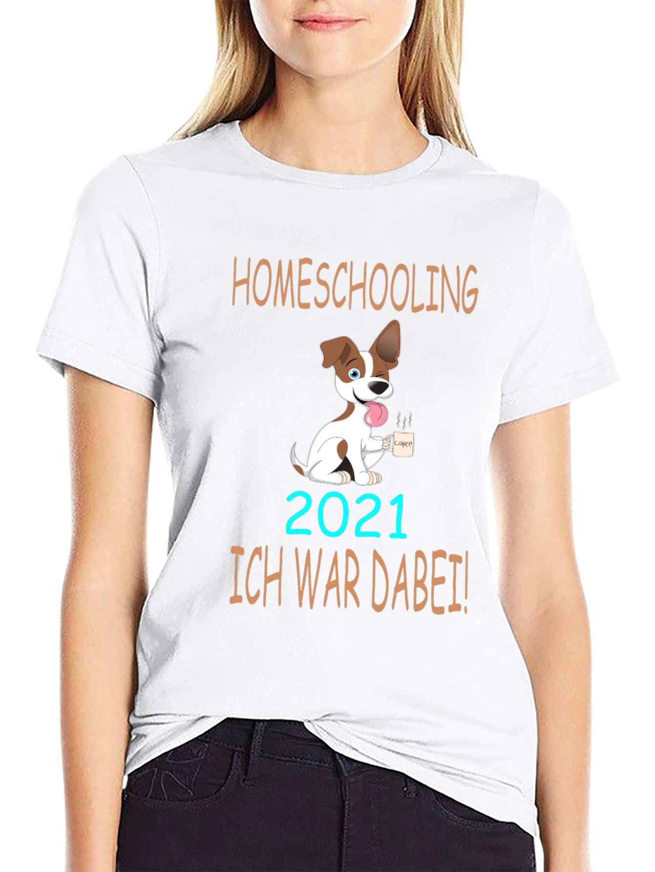 Homeschooling 2021 T-Shirt Cute Dog Design Black