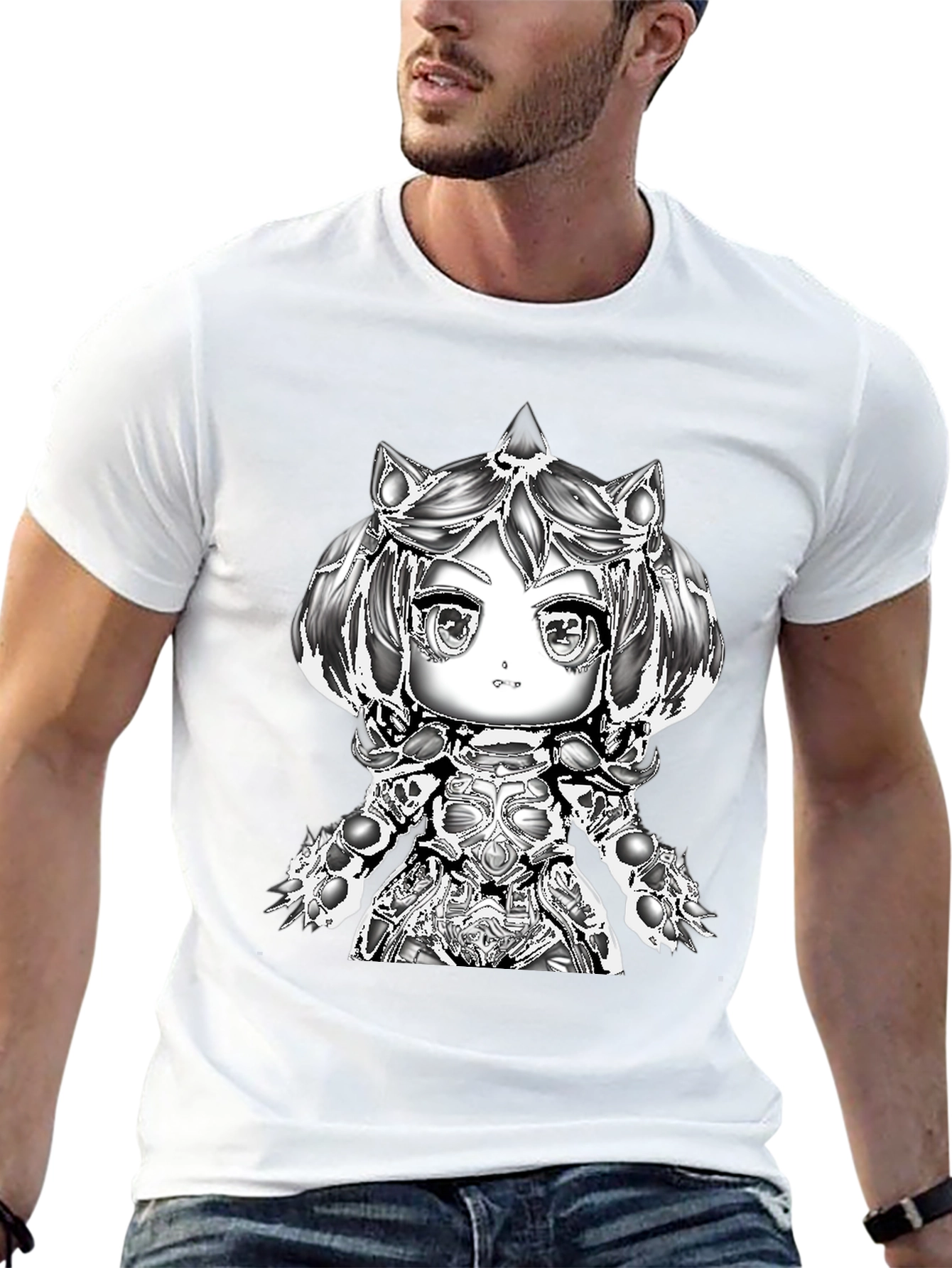Anime Warrior Graphic Tee - Black