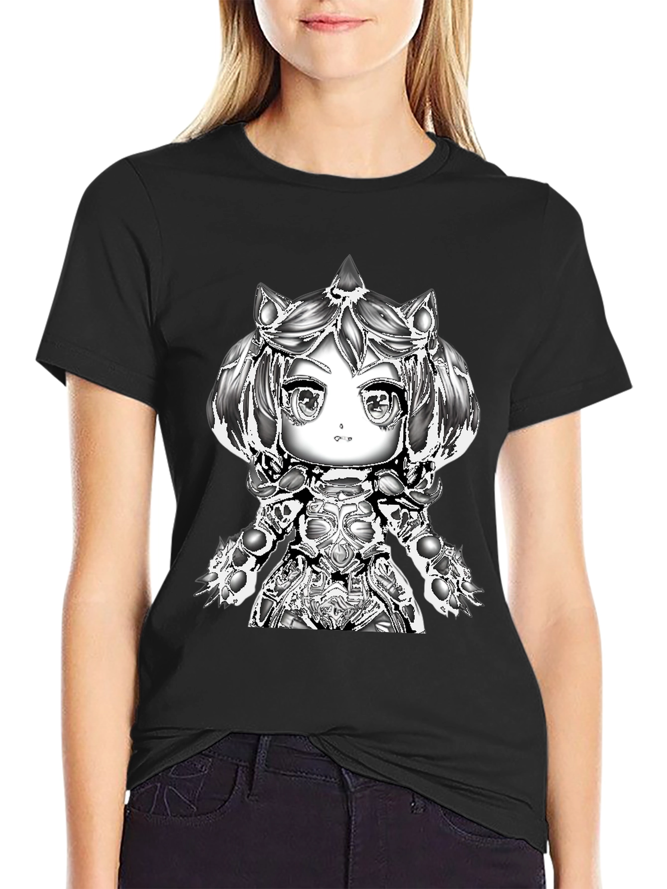 Anime Warrior Graphic Tee - Black