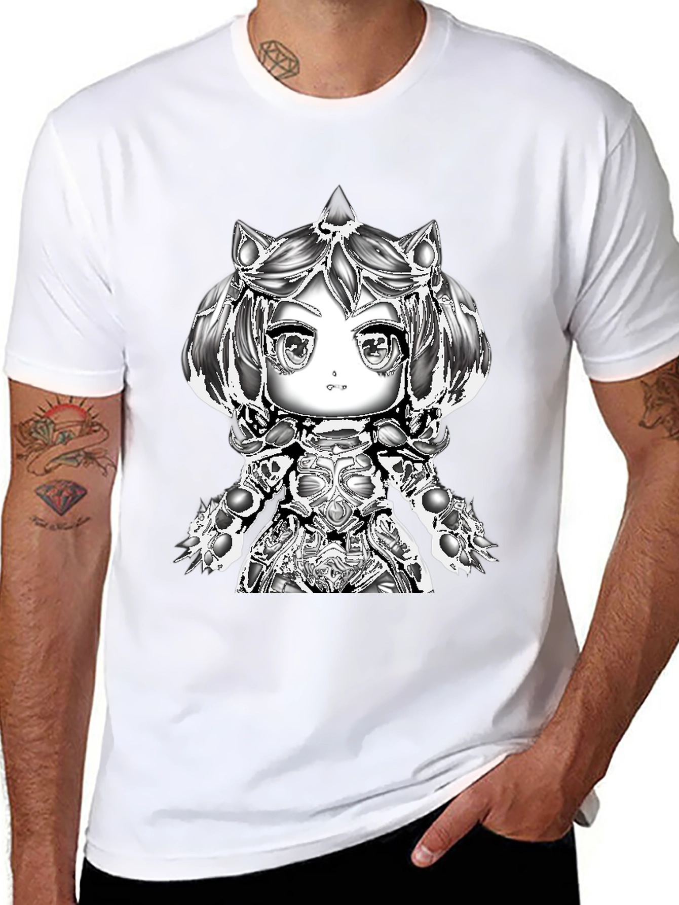 Anime Warrior Graphic Tee - Black