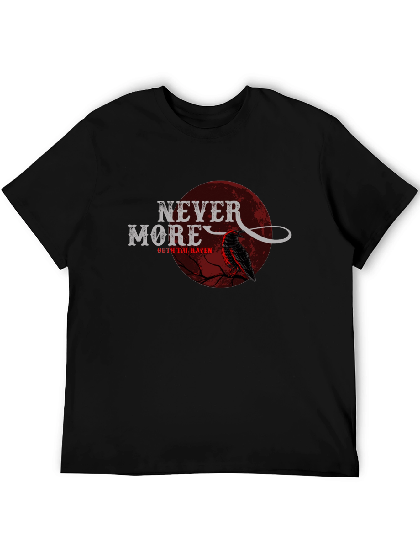 Nevermore Raven Graphic Print Black T-Shirt