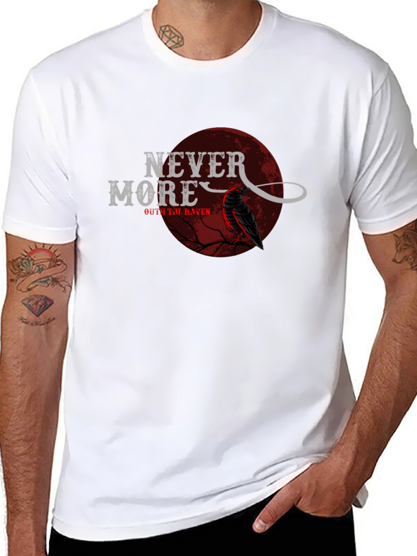 Nevermore Raven Graphic Print Black T-Shirt